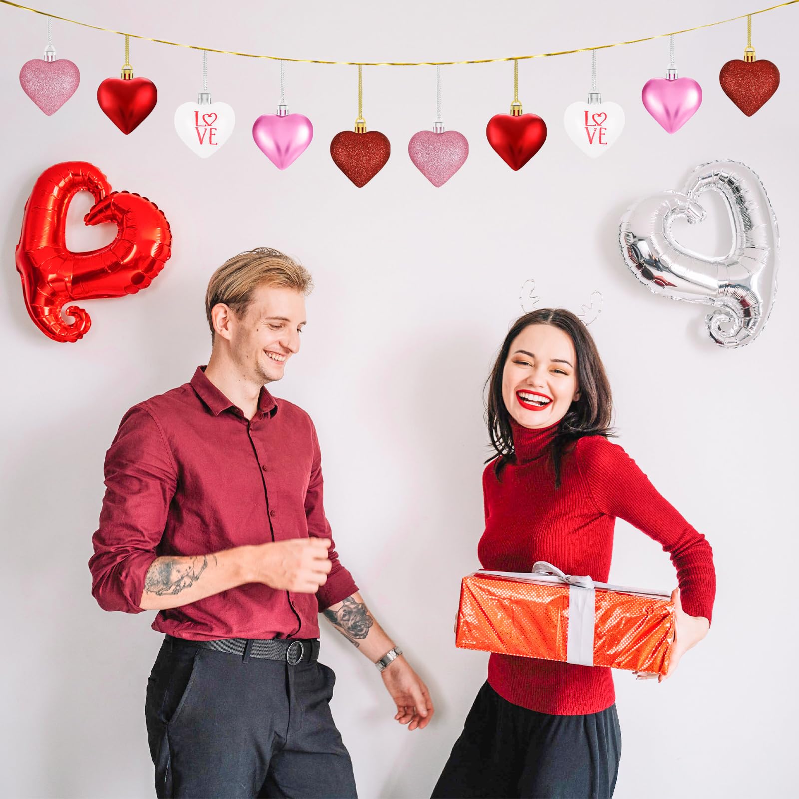 Foto 5 | Juego De 24 Bolas De Navidad Con Forma De Corazón Ornaments Xmasexp - Venta Internacional.
