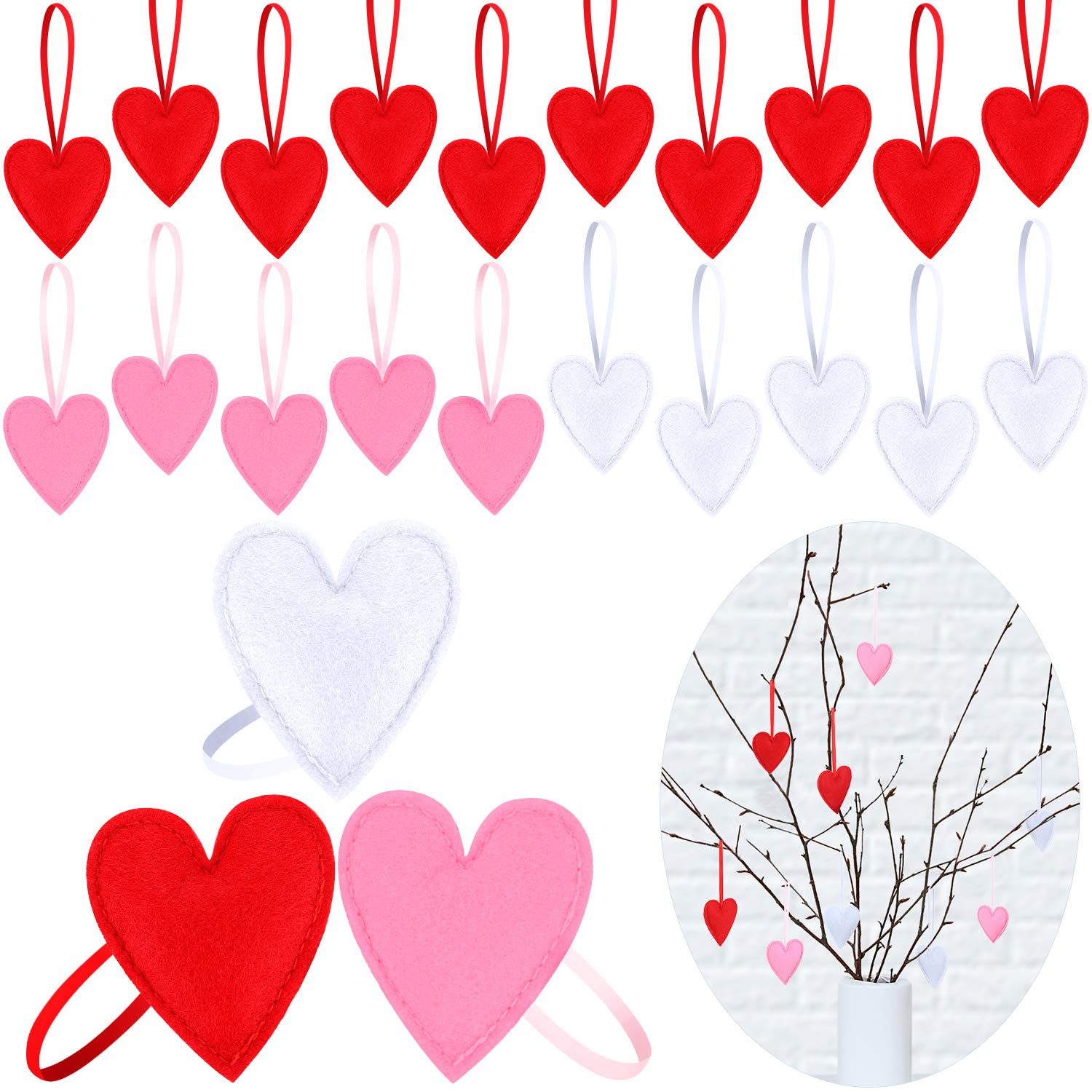 Foto 2 pulgar | Adornos De Fieltro Boao Con Forma De Corazón Para El Día De San Valentín, Paquete De 20 - Venta Internacional.