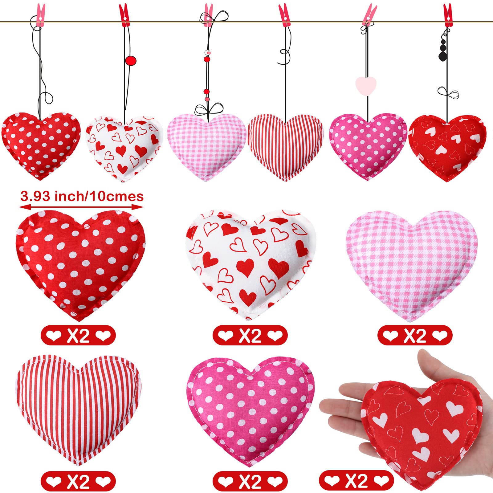 Foto 2 | Adornos Colgantes Para El Día De San Valentín En Forma De Corazón (12 Unidades) - Venta Internacional.