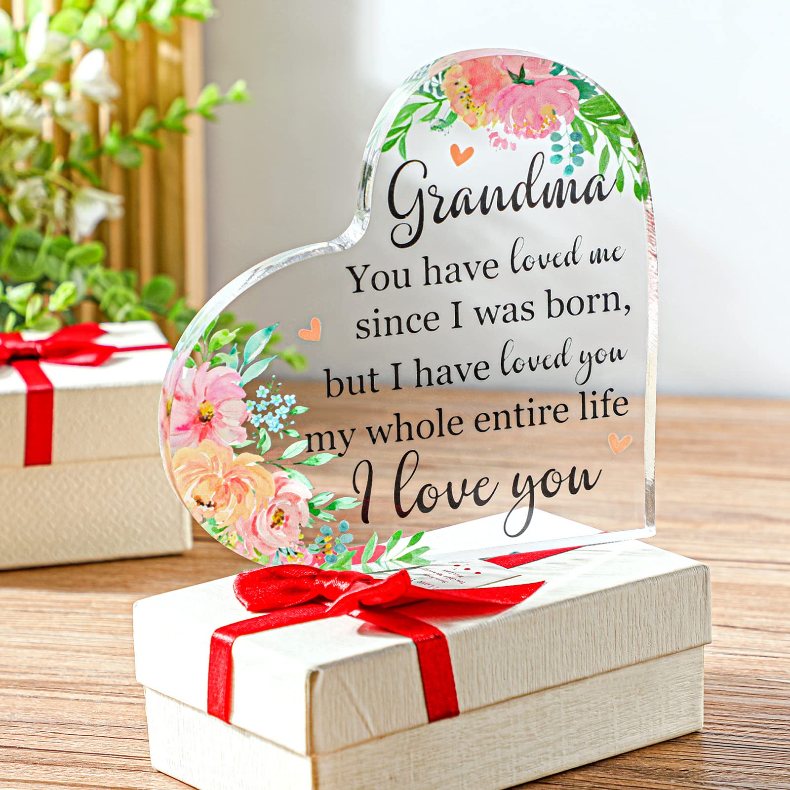 Foto 4 pulgar | Letrero Decorativo De Acrílico Con Forma De Abuela Jetec, Acuarela, Flores - Venta Internacional.