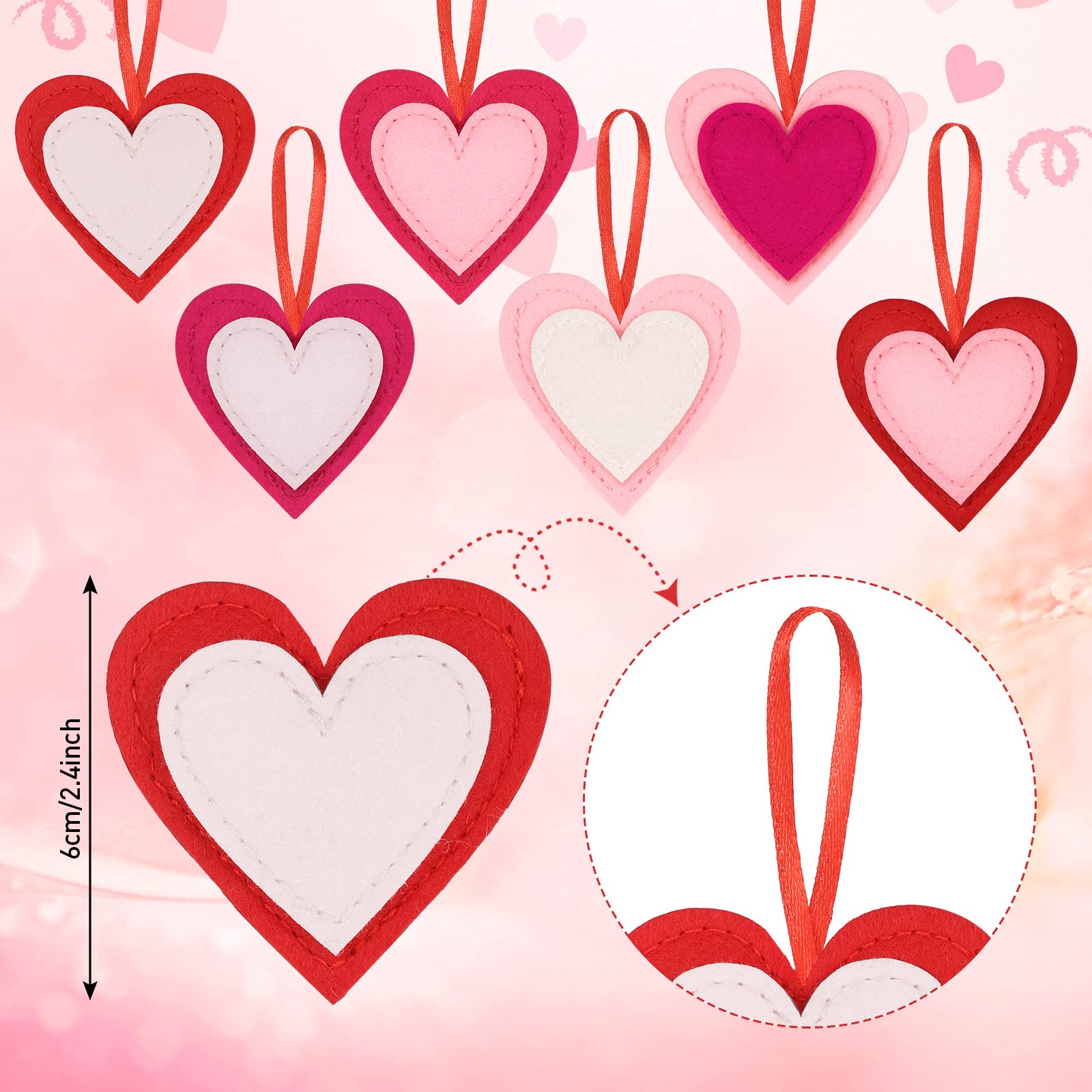 Foto 3 pulgar | Adornos Navideños De Fieltro En Forma De Corazón Para Tatuaje, 24 Piezas, Estilo Elegante - Venta Internacional.