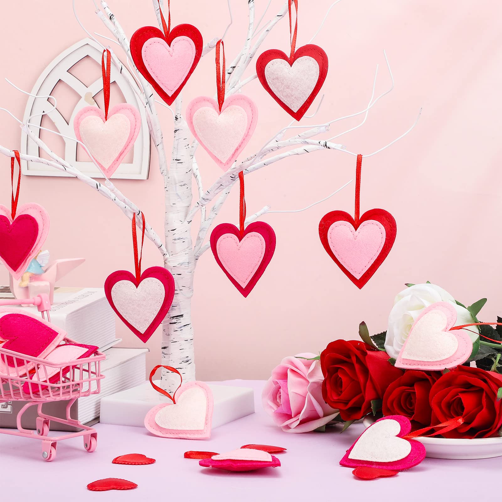 Foto 4 pulgar | Adornos Navideños De Fieltro En Forma De Corazón Para Tatuaje, 24 Piezas, Estilo Elegante - Venta Internacional.