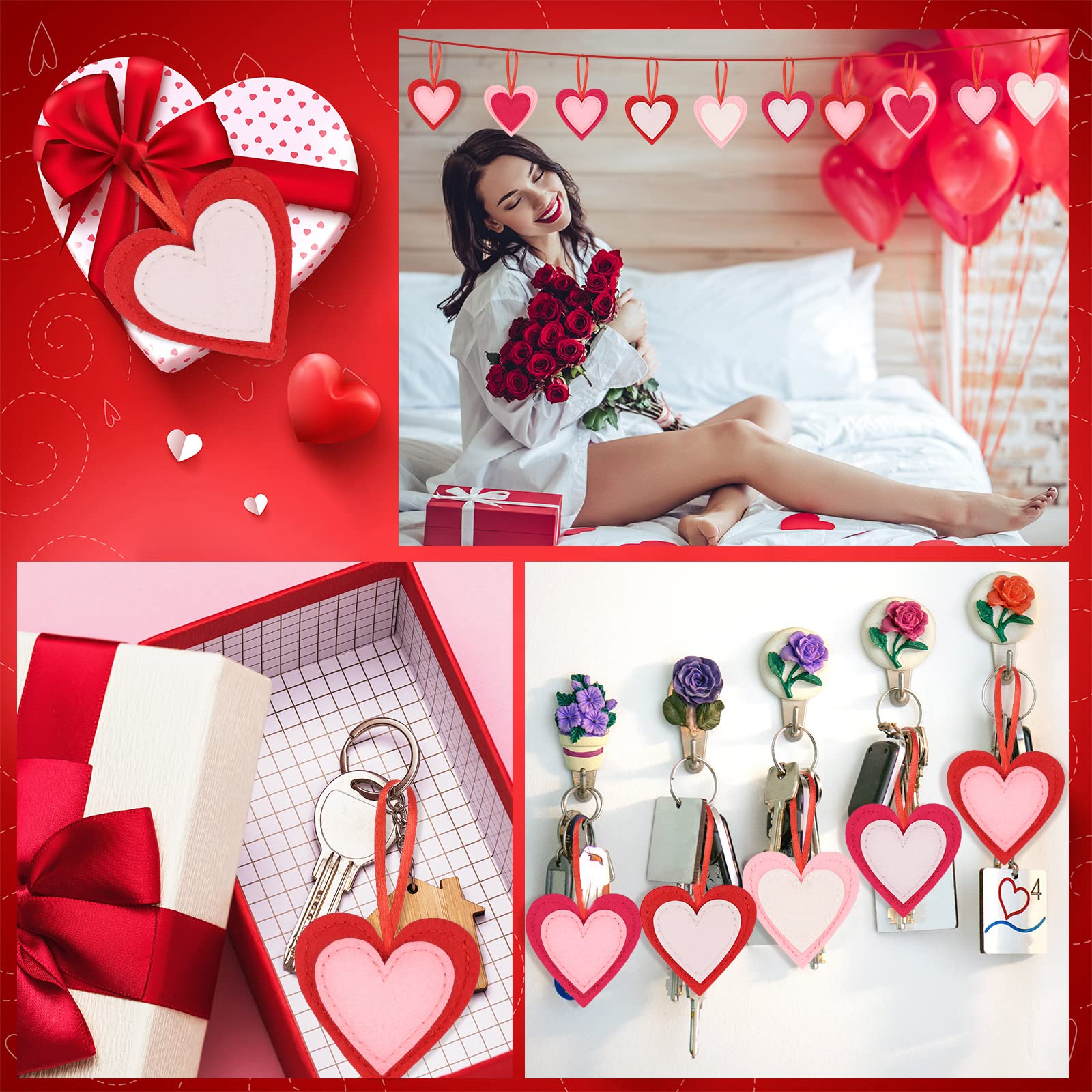 Foto 5 pulgar | Adornos Navideños De Fieltro En Forma De Corazón Para Tatuaje, 24 Piezas, Estilo Elegante - Venta Internacional.