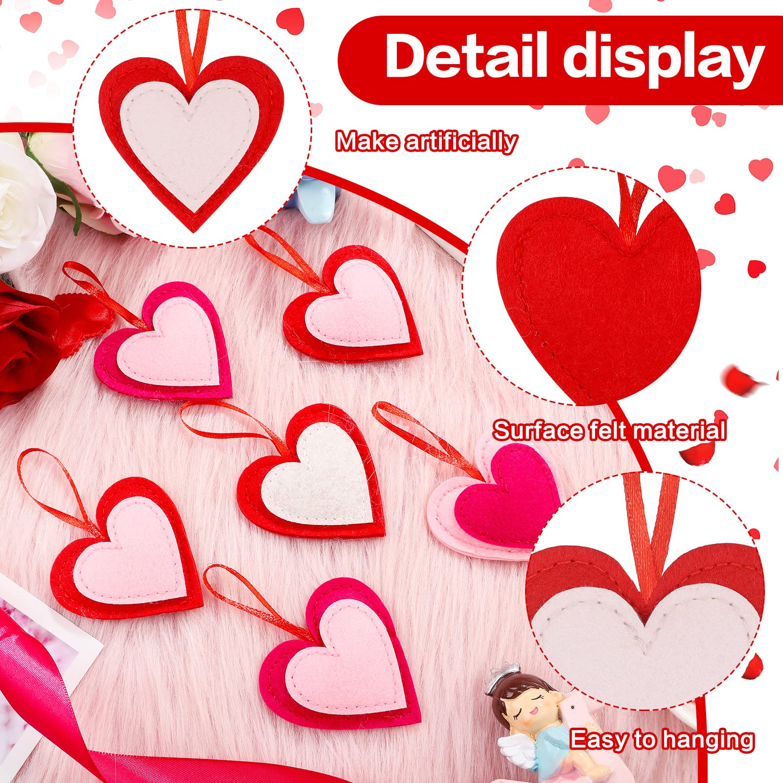 Foto 6 pulgar | Adornos Navideños De Fieltro En Forma De Corazón Para Tatuaje, 24 Piezas, Estilo Elegante - Venta Internacional.
