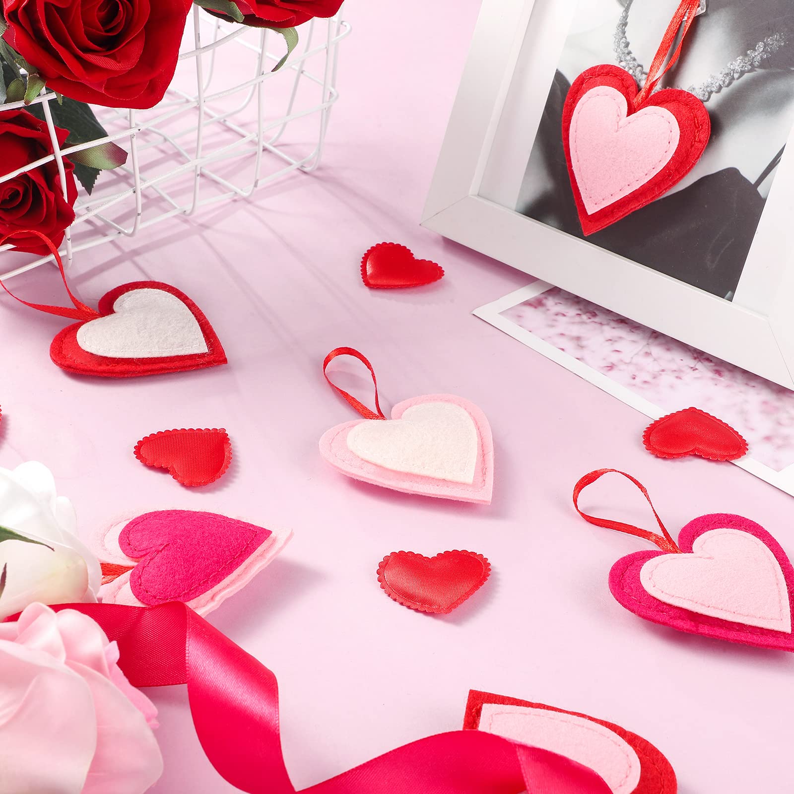 Foto 7 | Adornos Navideños De Fieltro En Forma De Corazón Para Tatuaje, 24 Piezas, Estilo Elegante - Venta Internacional.