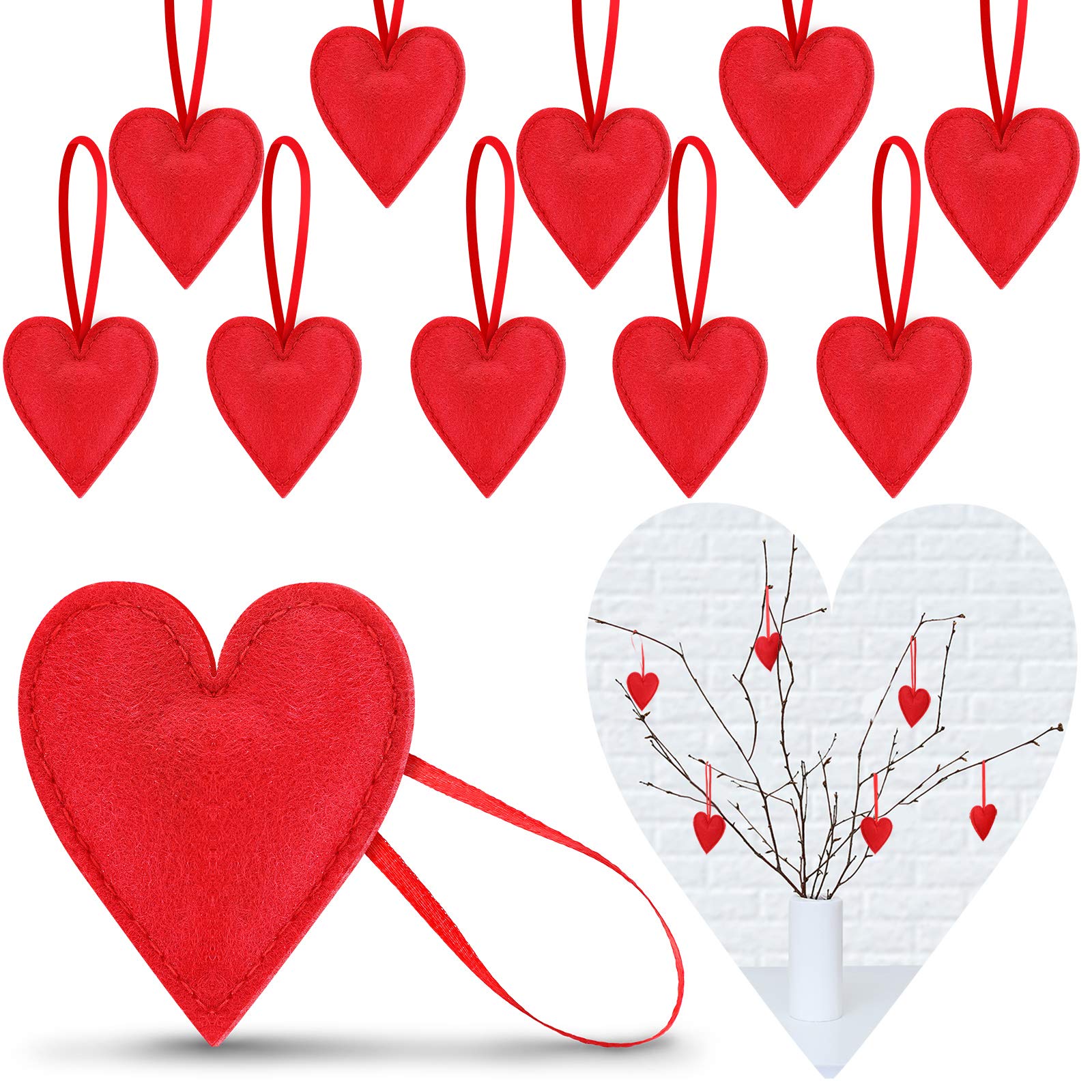 Foto 2 pulgar | Adornos De Fieltro En Forma De Corazón Rojo Boao Para El Día De San Valentín, Paquete De 20 - Venta Internacional.