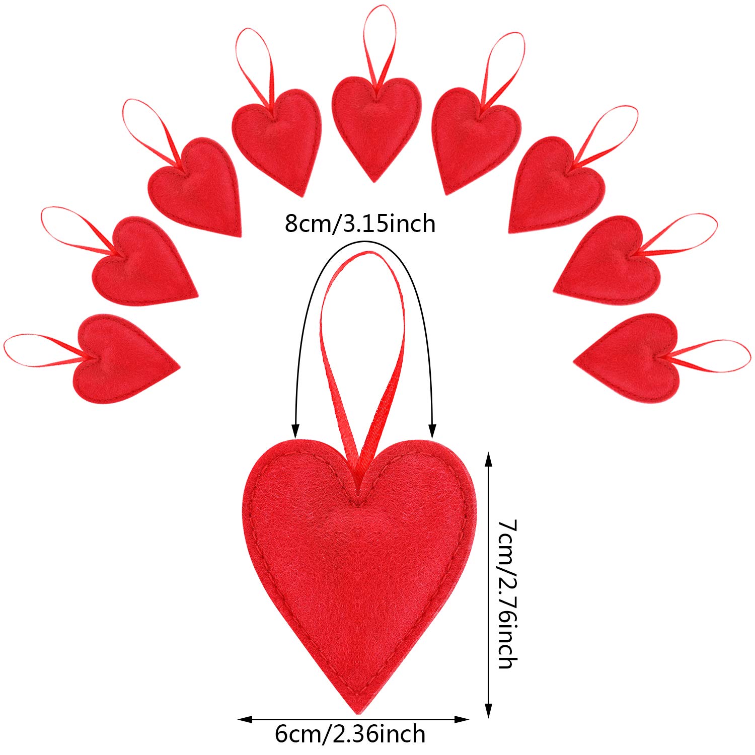 Foto 3 pulgar | Adornos De Fieltro En Forma De Corazón Rojo Boao Para El Día De San Valentín, Paquete De 20 - Venta Internacional.
