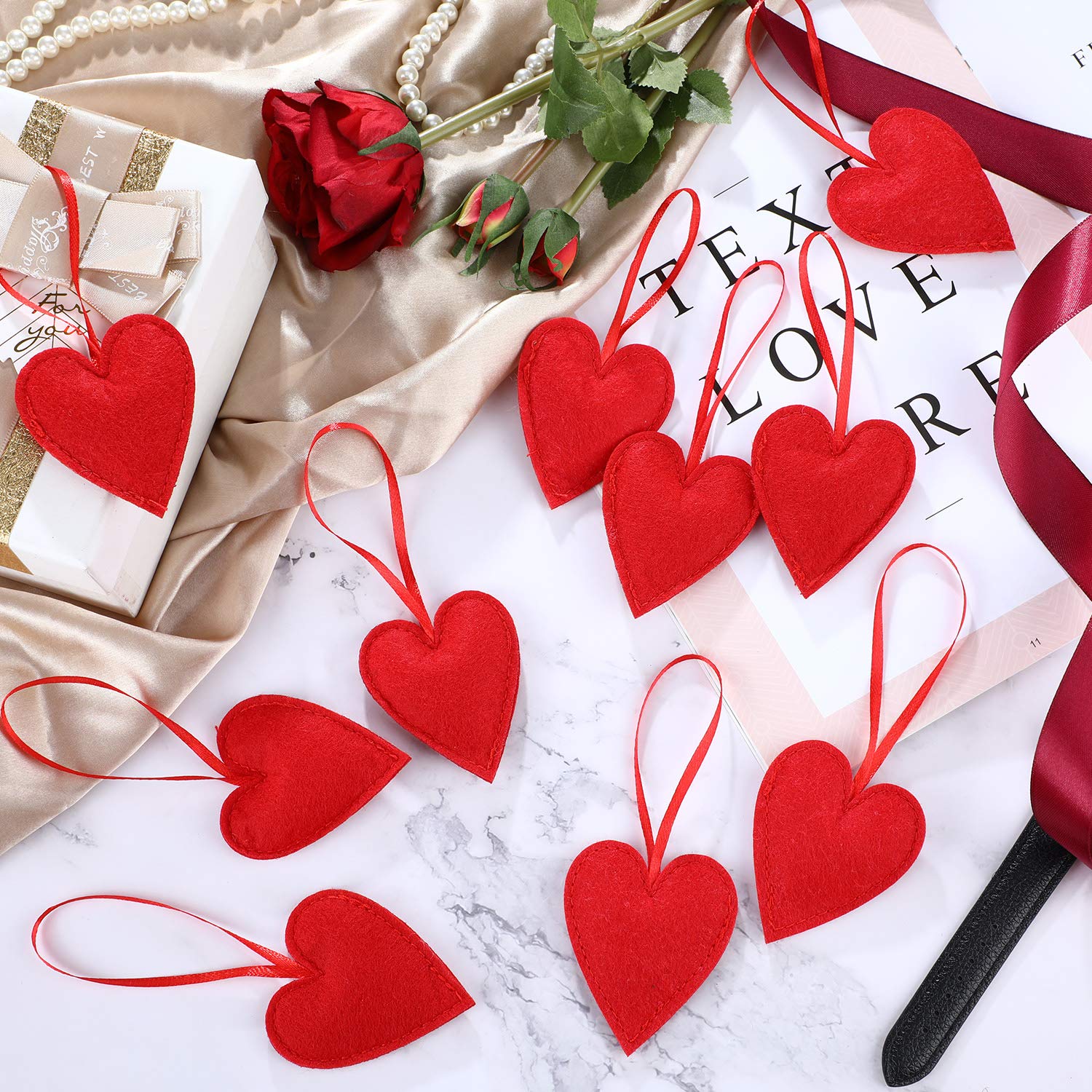 Foto 3 | Adornos De Fieltro En Forma De Corazón Rojo Boao Para El Día De San Valentín, Paquete De 20 - Venta Internacional.