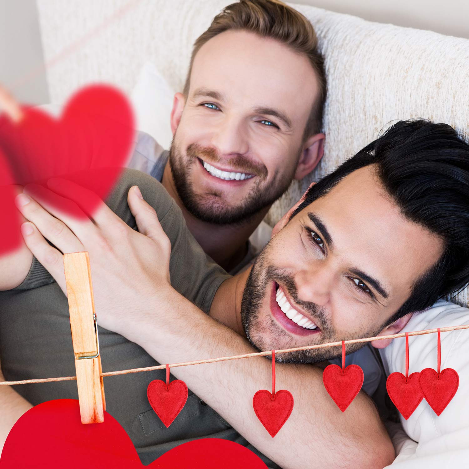 Foto 5 | Adornos De Fieltro En Forma De Corazón Rojo Boao Para El Día De San Valentín, Paquete De 20 - Venta Internacional.
