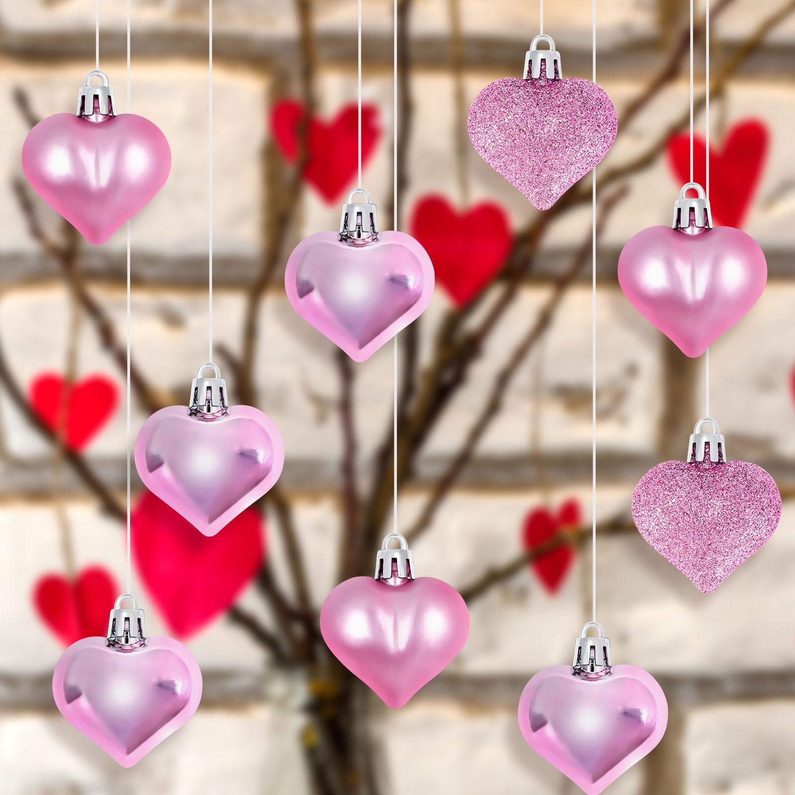 Foto 4 | Adornos En Forma De Corazón Para El Día De San Valentín, 24 Unidades, Para Colgar, Color - Venta Internacional.