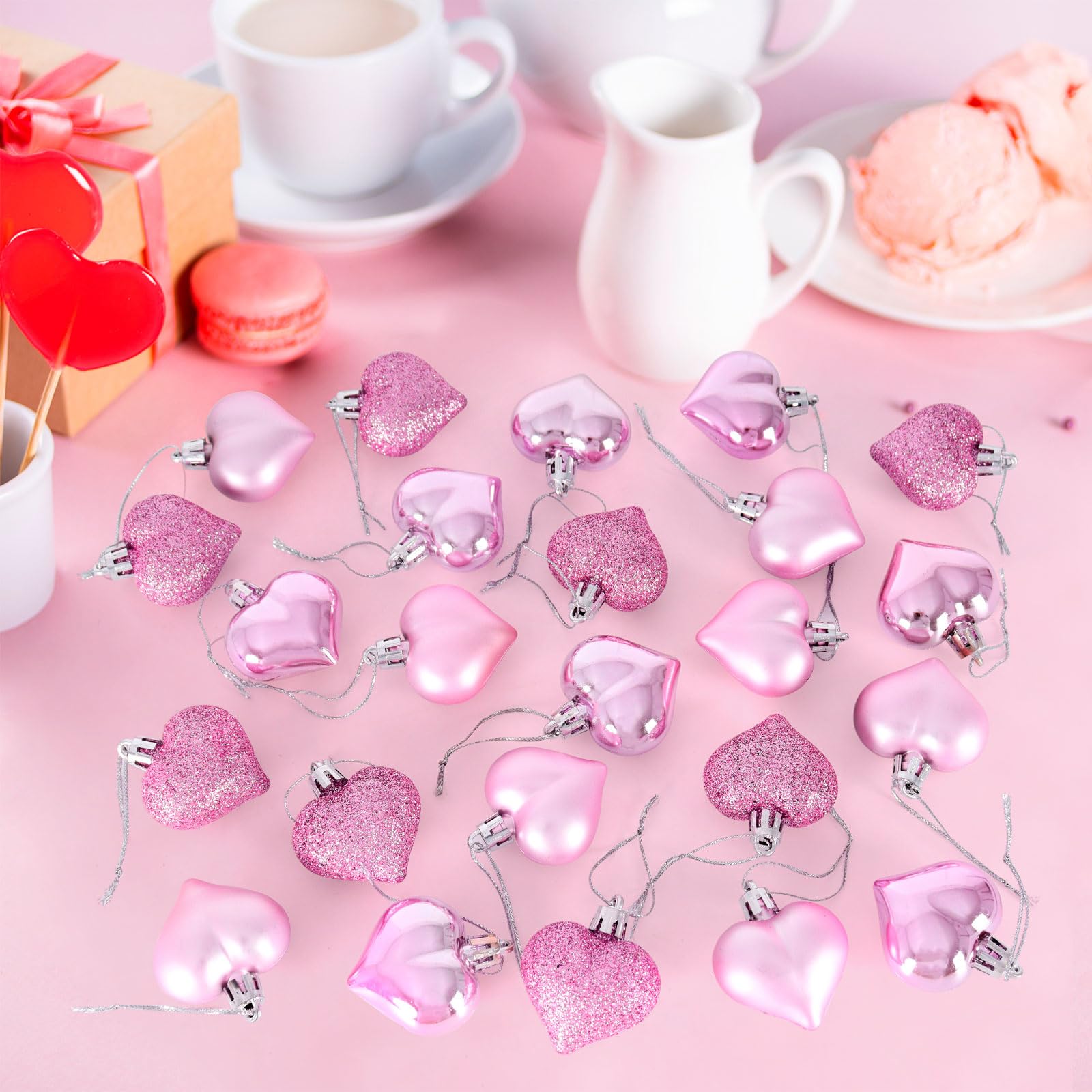 Foto 5 | Adornos En Forma De Corazón Para El Día De San Valentín, 24 Unidades, Para Colgar, Color - Venta Internacional.