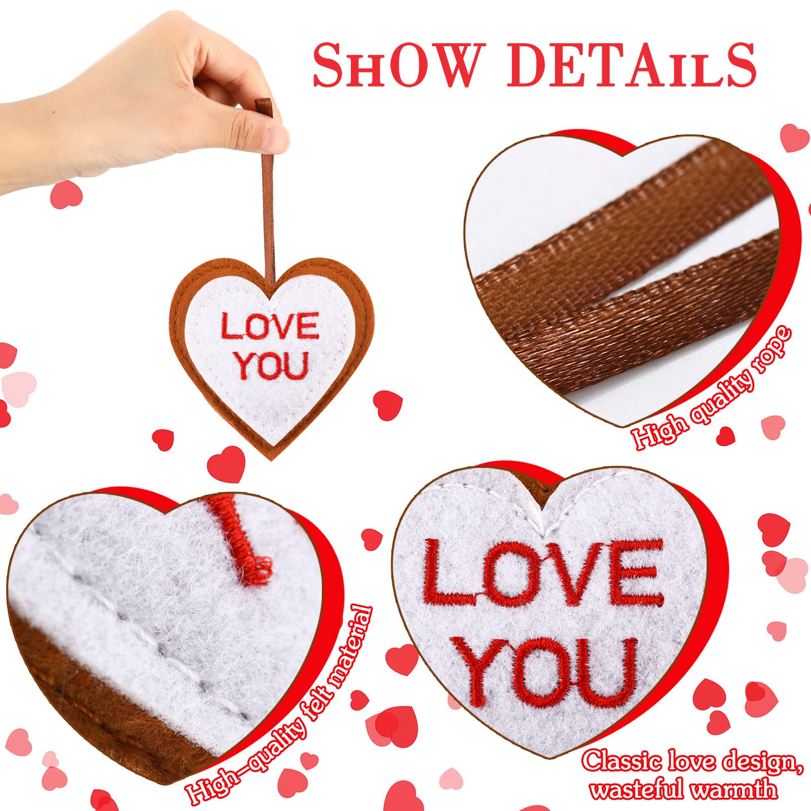 Foto 4 | Ornaments Tatuo, Corazón De Fieltro Para El Día De San Valentín, 8 Cm, 24 Piezas - Venta Internacional.