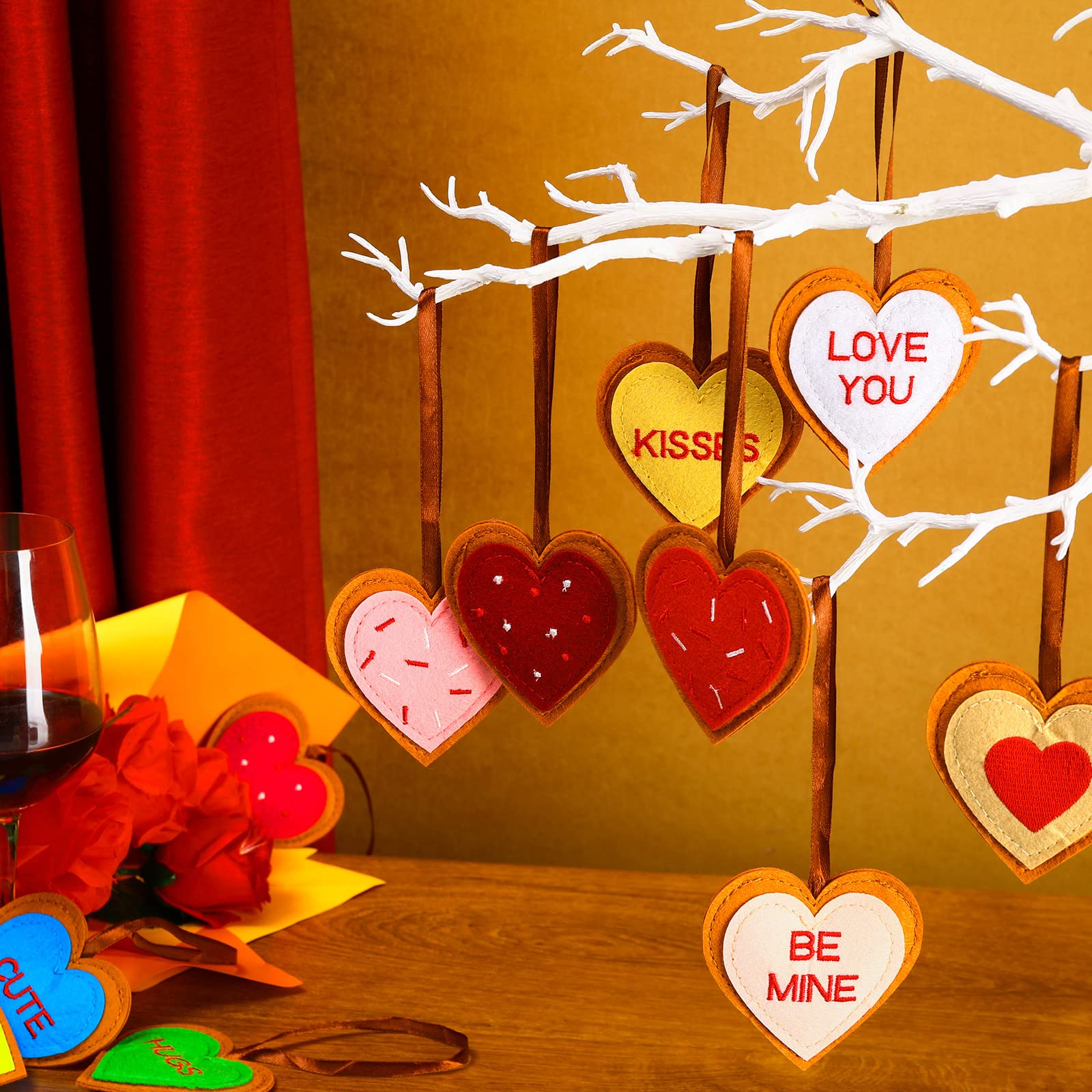 Foto 5 | Ornaments Tatuo, Corazón De Fieltro Para El Día De San Valentín, 8 Cm, 24 Piezas - Venta Internacional.