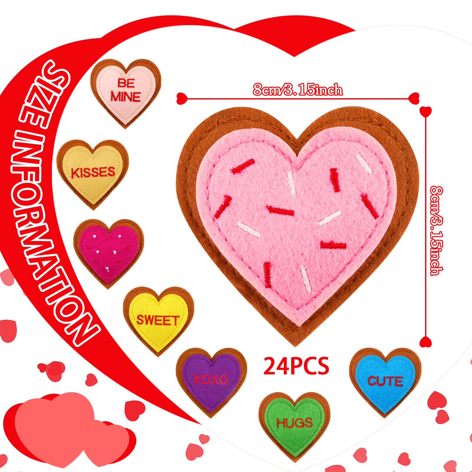 Foto 6 | Ornaments Tatuo, Corazón De Fieltro Para El Día De San Valentín, 8 Cm, 24 Piezas - Venta Internacional.