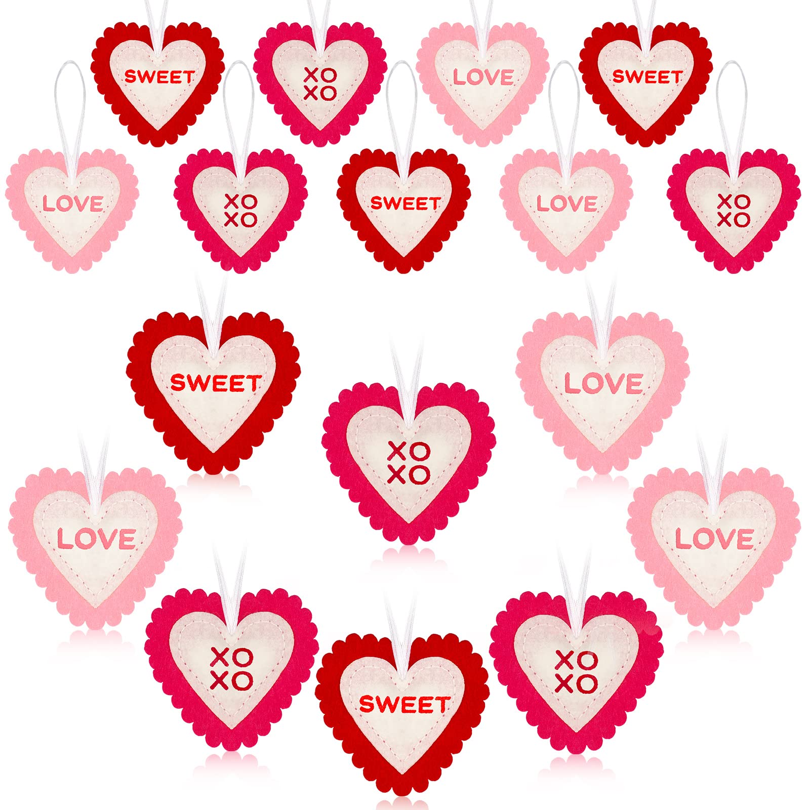 Foto 1 | Adornos Navideños En Forma De Corazón De Fieltro Para Decoración, 24 Piezas - Venta Internacional.