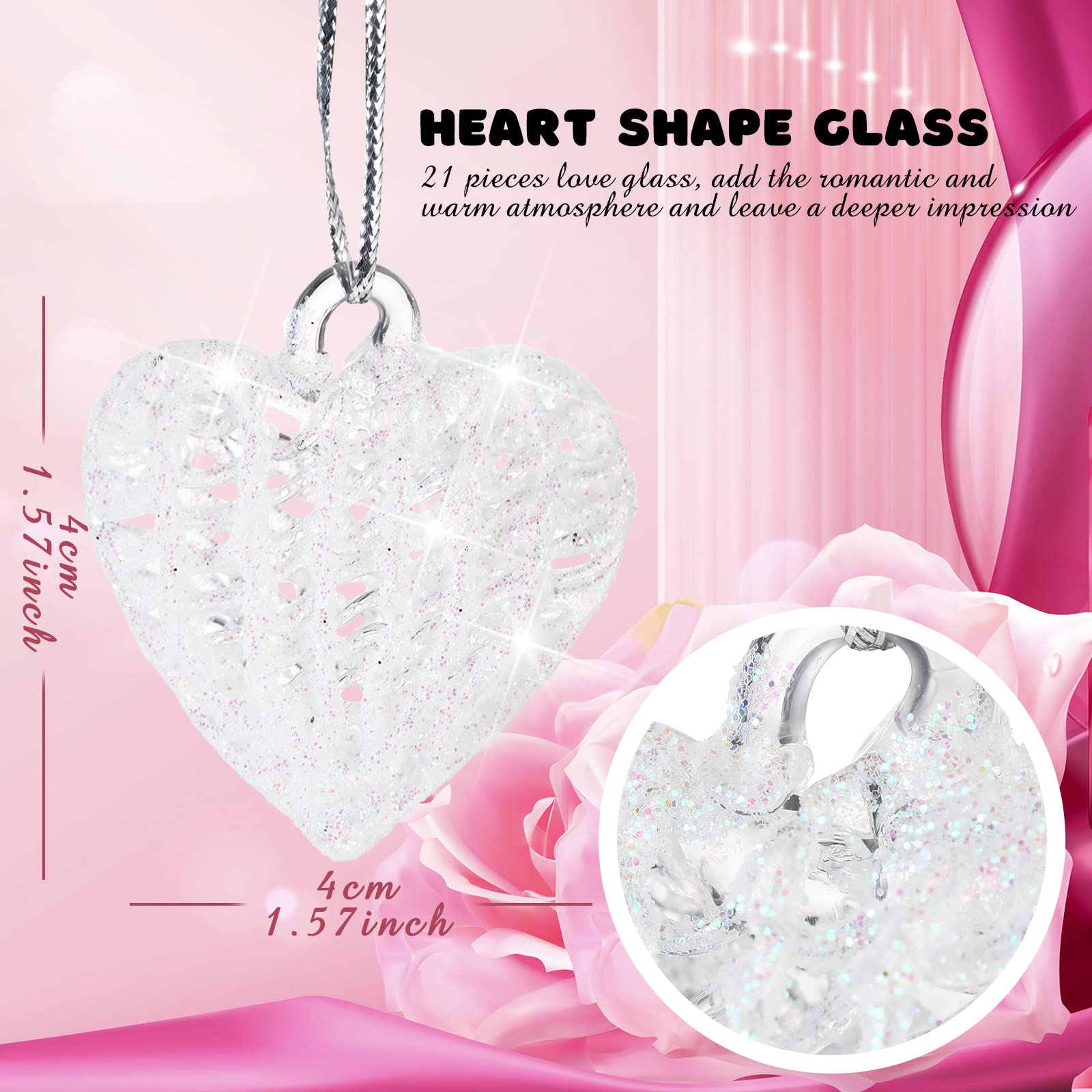 Foto 3 | Adornos De Cristal En Forma De Corazón Bbto Para Árbol De San Valentín, 21 Unidades - Venta Internacional.