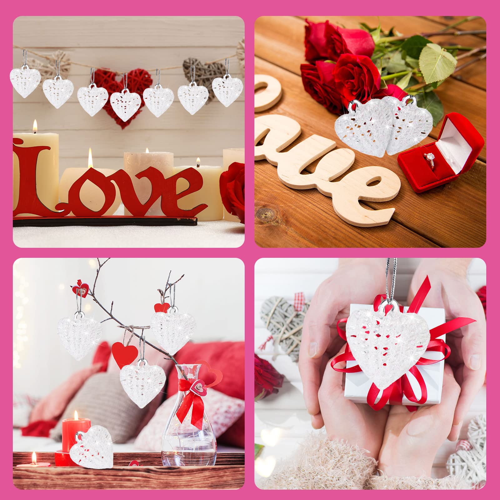 Foto 7 pulgar | Adornos De Cristal En Forma De Corazón Bbto Para Árbol De San Valentín, 21 Unidades - Venta Internacional.