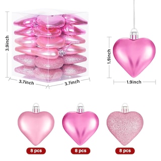 Foto 2 | Juego De 24 Bolas Con Forma De Corazón Ornaments Xmasexp, Color Rosa Para San Valentín - Venta Internacional.