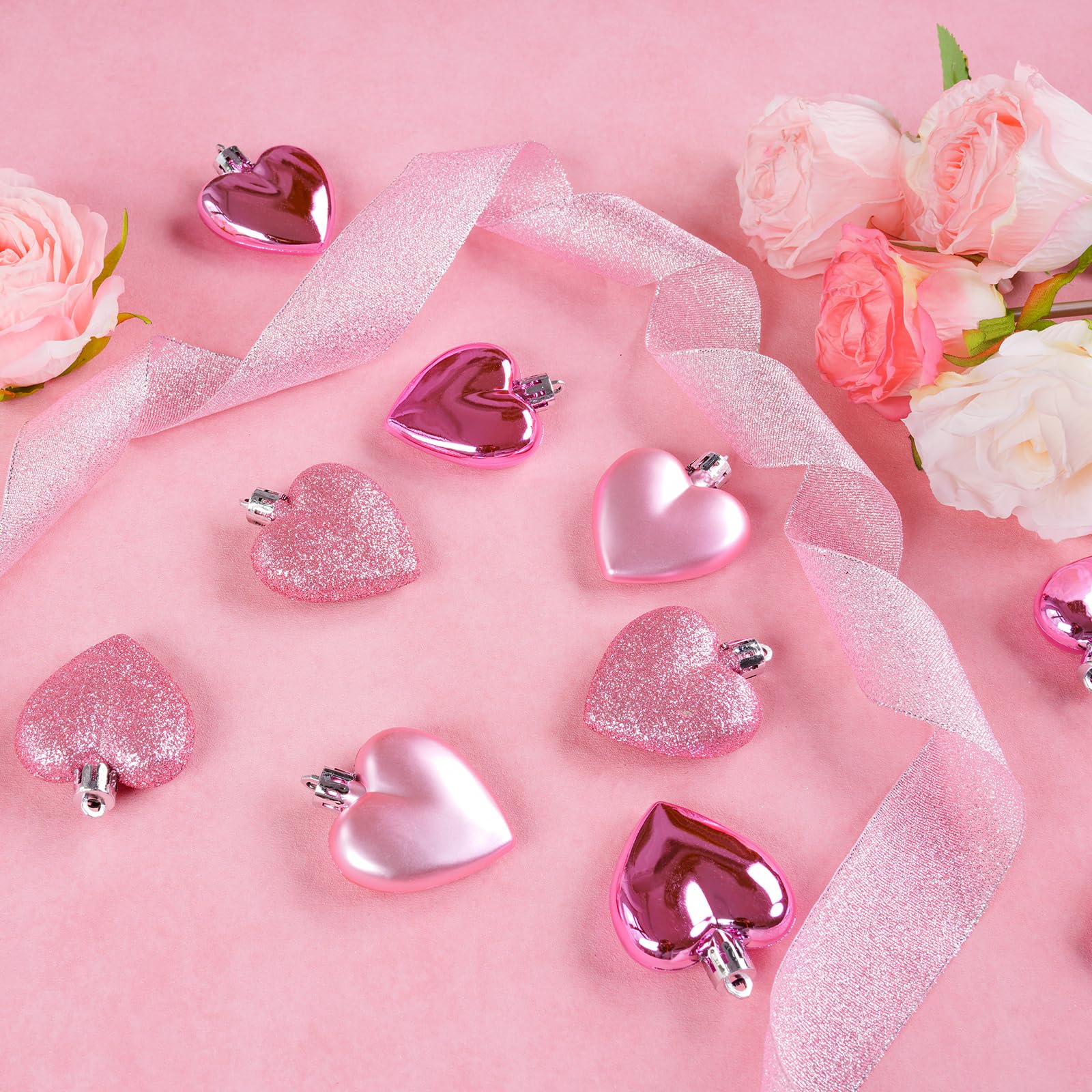 Foto 5 pulgar | Juego De 24 Bolas Con Forma De Corazón Ornaments Xmasexp, Color Rosa Para San Valentín - Venta Internacional.
