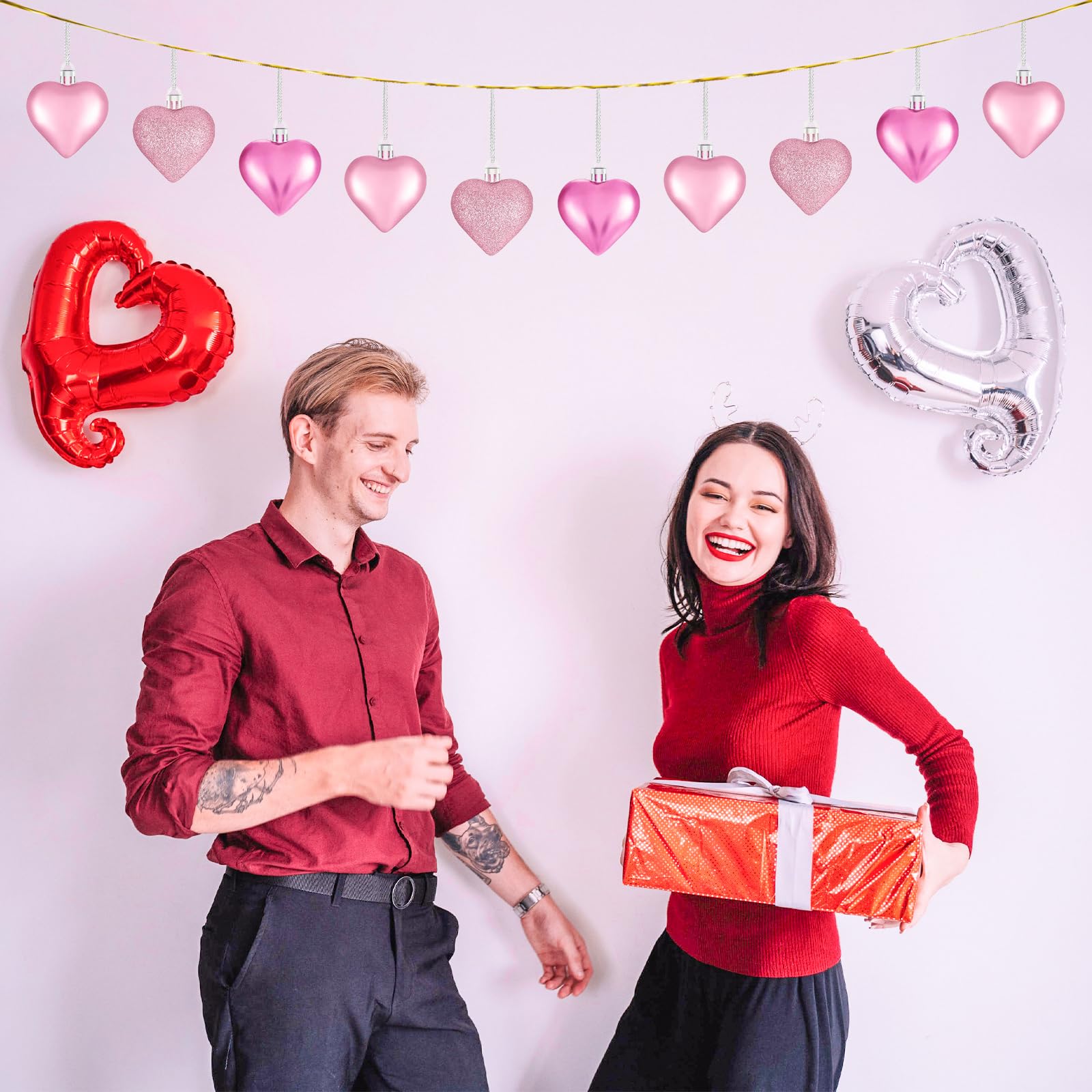 Foto 5 | Juego De 24 Bolas Con Forma De Corazón Ornaments Xmasexp, Color Rosa Para San Valentín - Venta Internacional.
