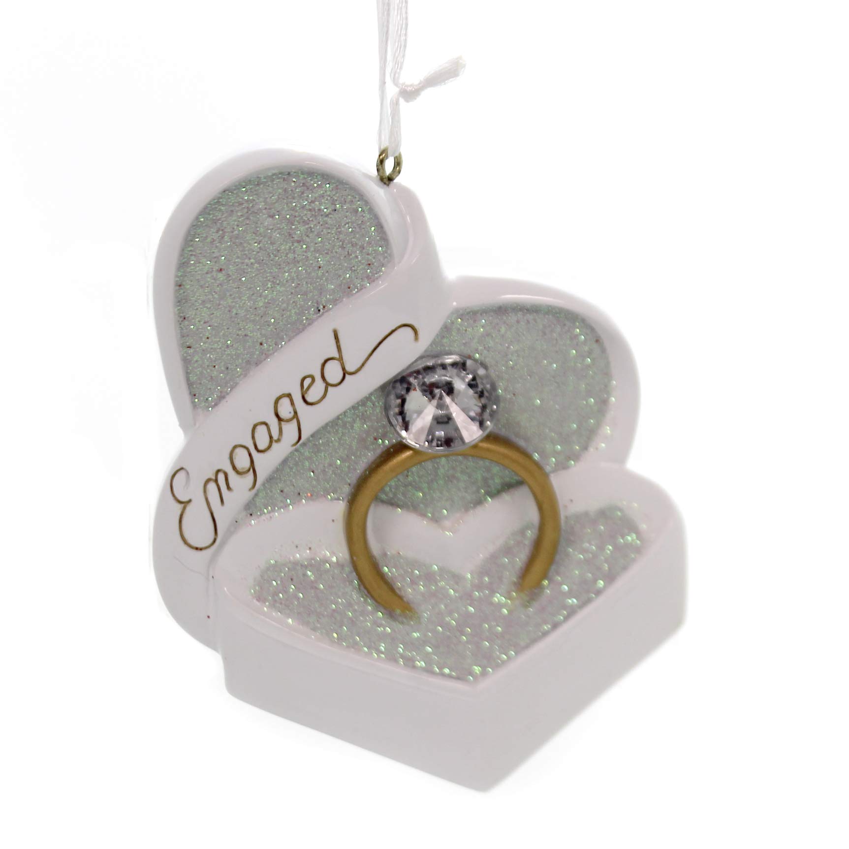Ornament Kurt Adler Engaged Heart Box Con Anillo De Resina - Venta Internacional.