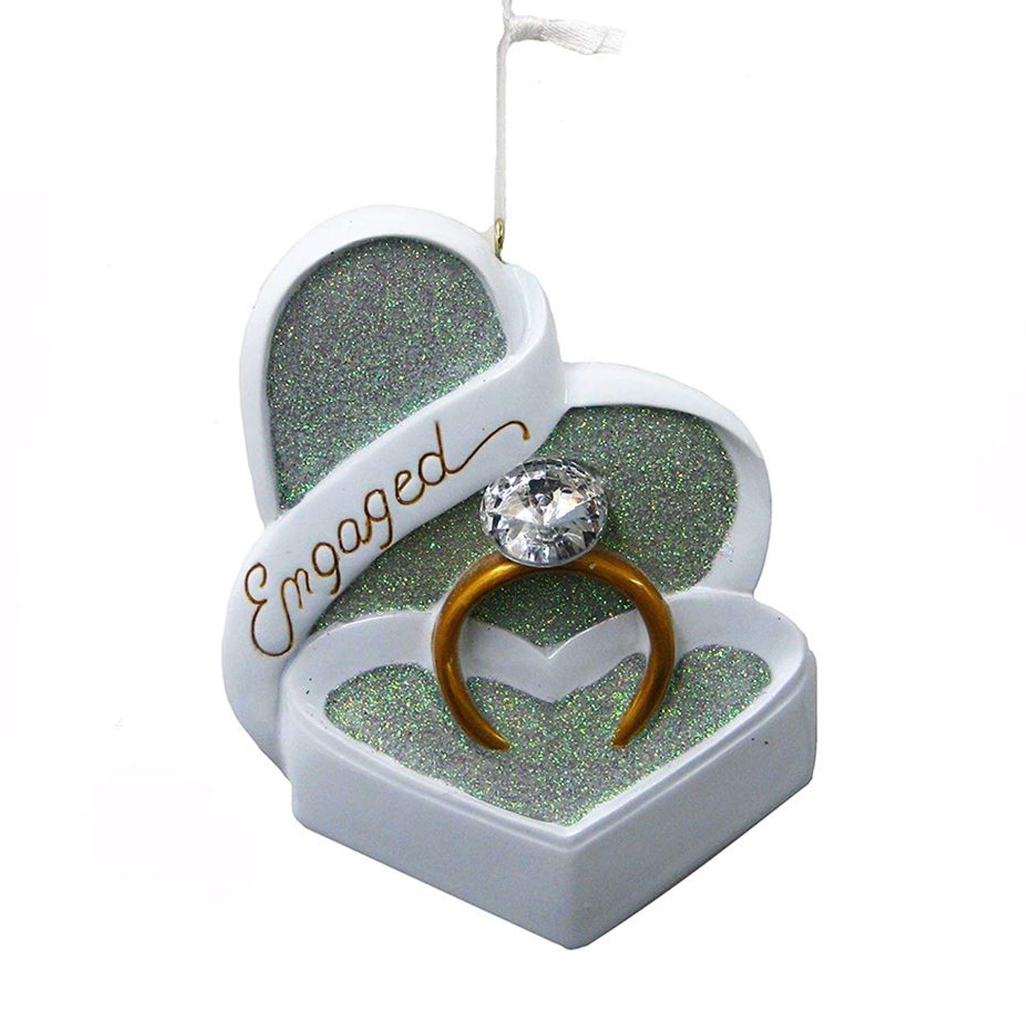 Foto 4 pulgar | Ornament Kurt Adler Engaged Heart Box Con Anillo De Resina - Venta Internacional.