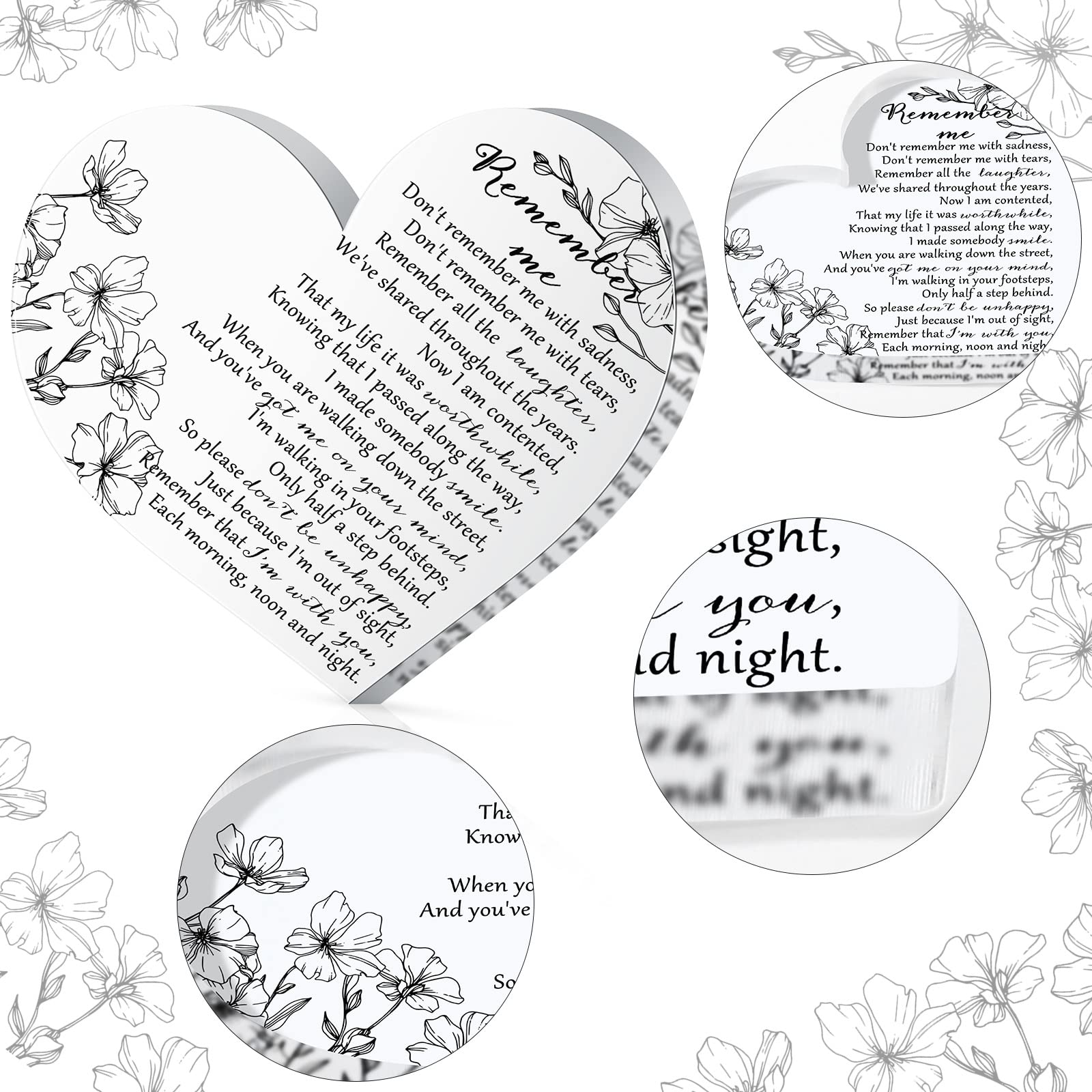 Foto 4 pulgar | Regalo Conmemorativo en Inglés Yookeer Sympathy en Acrílico con Forma de Corazón - Venta Internacional