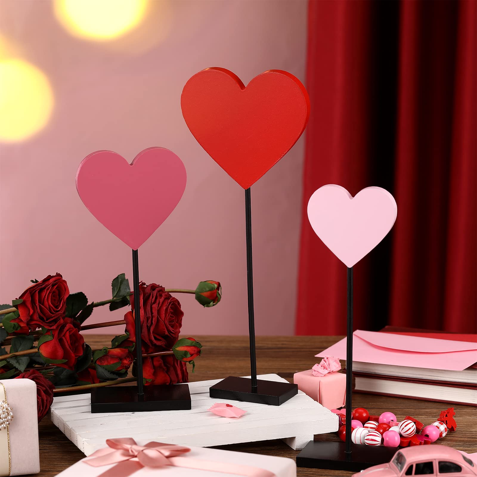 Foto 2 | Letreros de Madera con Forma de Corazón Spiareal 3 Piezas - Venta Internacional