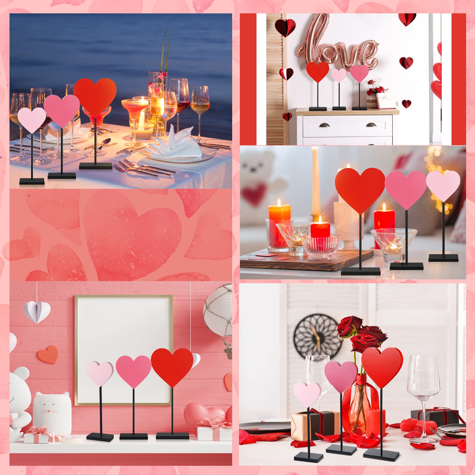 Foto 6 pulgar | Letreros de Madera con Forma de Corazón Spiareal 3 Piezas - Venta Internacional