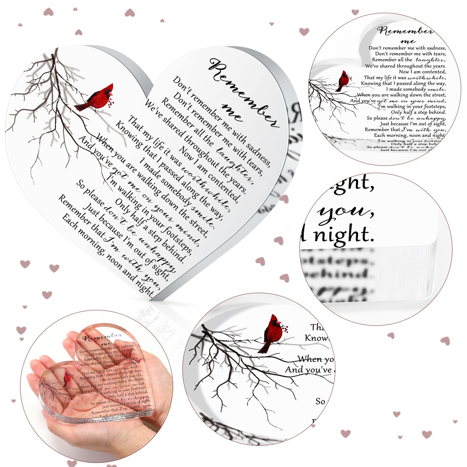 Foto 4 pulgar | Regalo Conmemorativo Yookeer Sympathy en Acrílico con Forma De Corazón - Venta Internacional