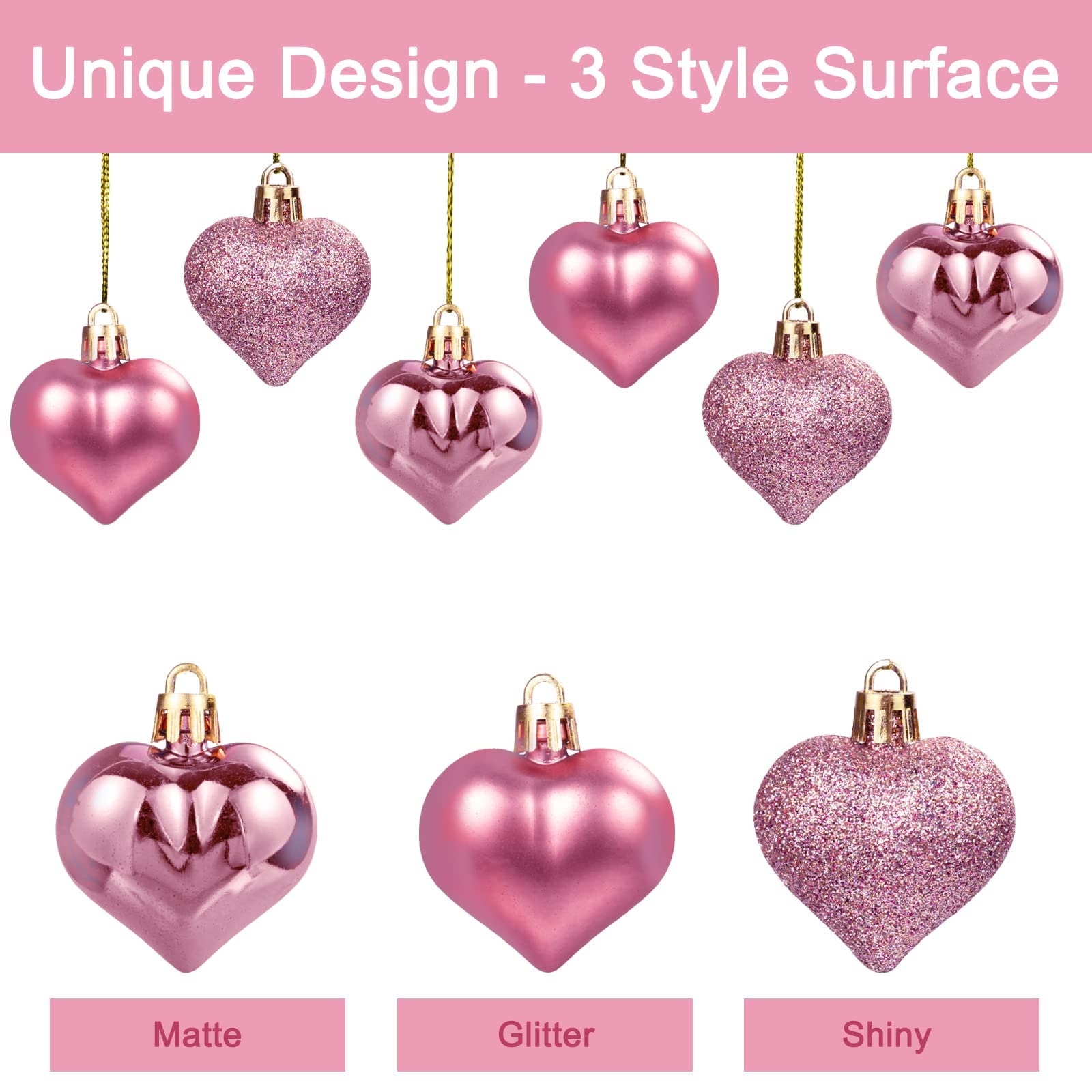 Foto 4 pulgar | Adornos GuassLee San Valentín en Forma de Corazón color Oro Rosa 36 Pizas - Venta Internacional