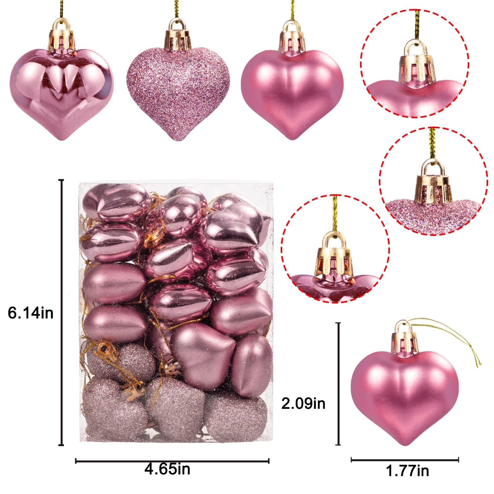 Foto 5 pulgar | Adornos GuassLee San Valentín en Forma de Corazón color Oro Rosa 36 Pizas - Venta Internacional