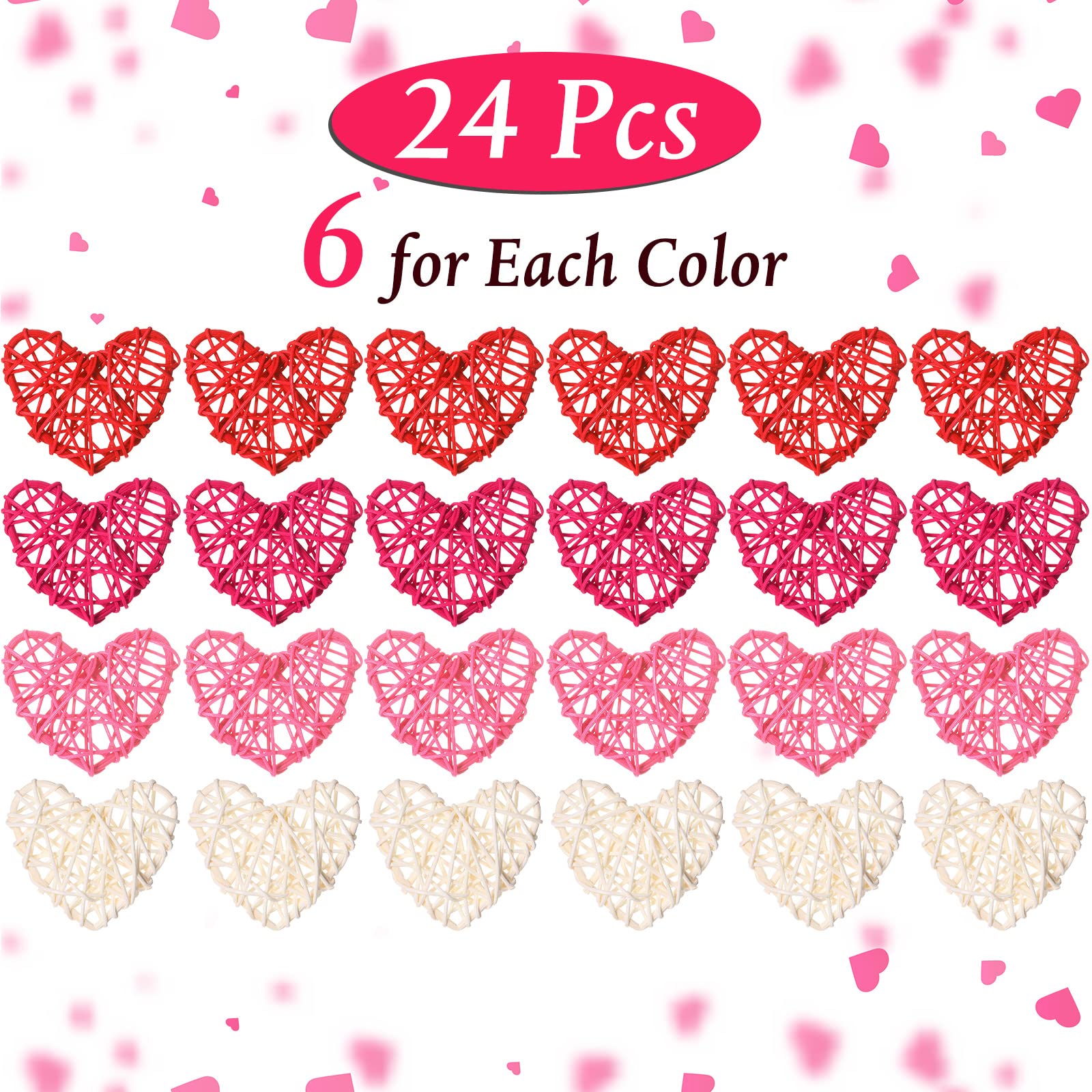 Foto 4 pulgar | Figuras de Ratán en Forma de Corazón Geosar 7 cm Multicolor 24 Piezas - Venta Internacional