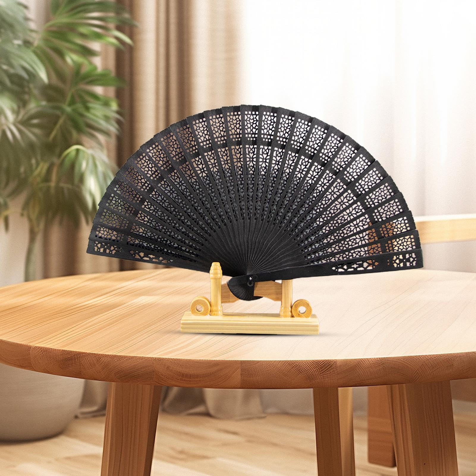 Foto 4 | Abanico Plegable Retro De Madera Portátil De Bambú Para Boda China - Venta Internacional.