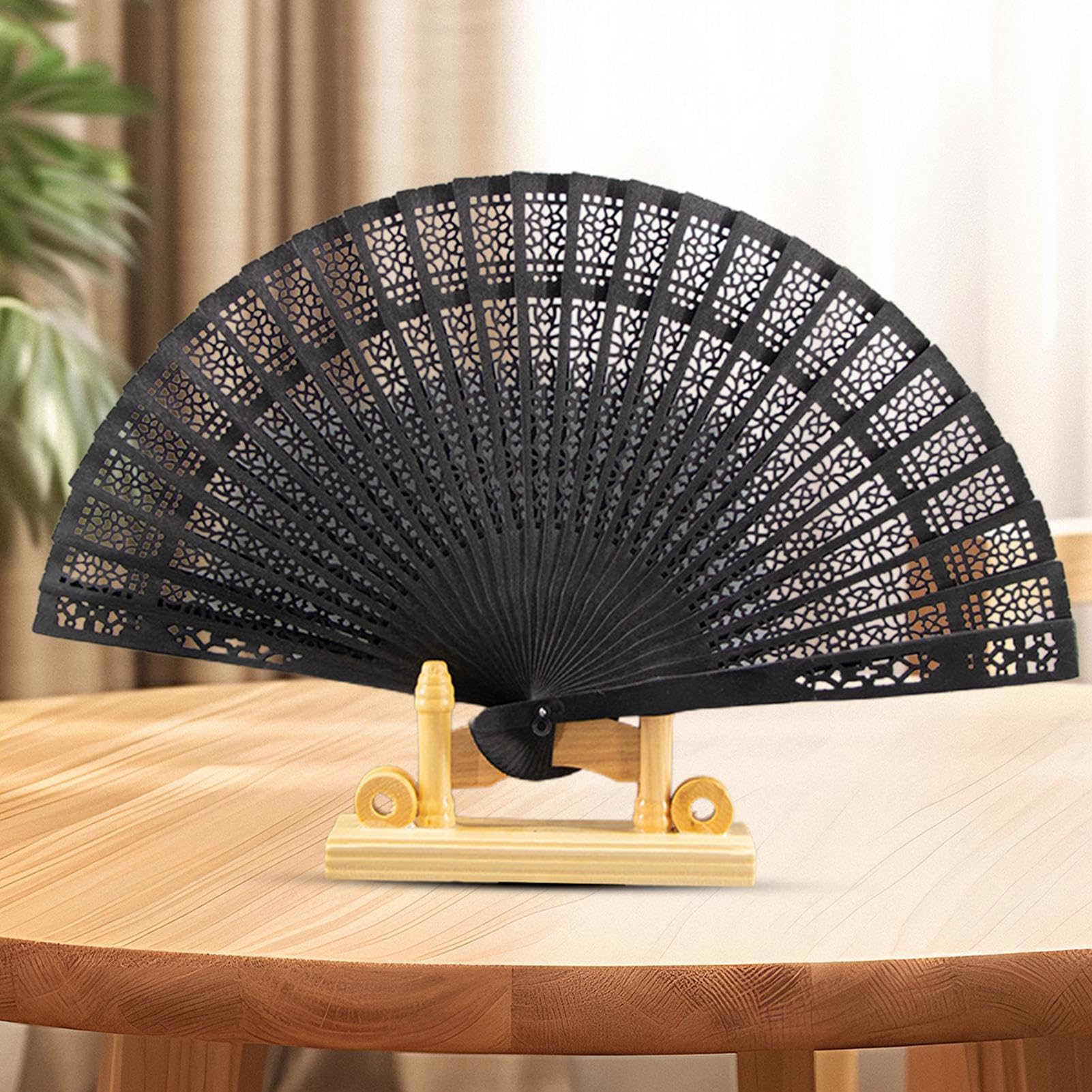 Foto 5 | Abanico Plegable Retro De Madera Portátil De Bambú Para Boda China - Venta Internacional.