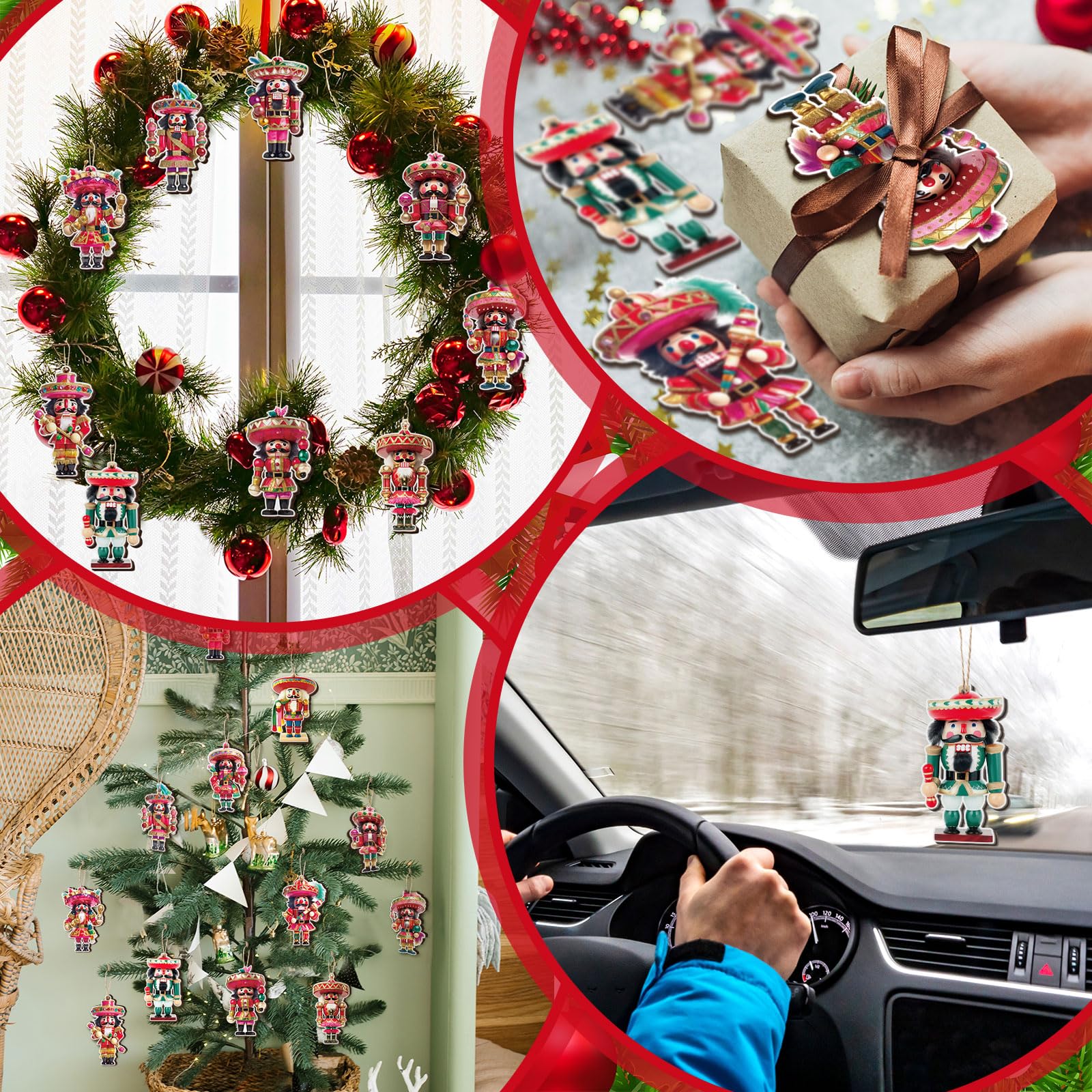 Foto 5 pulgar | Ornaments Syhood Christmas Con Forma De Cascanueces Mexicano, Madera, 10 Cm, 24 Unidades - Venta Internacional.