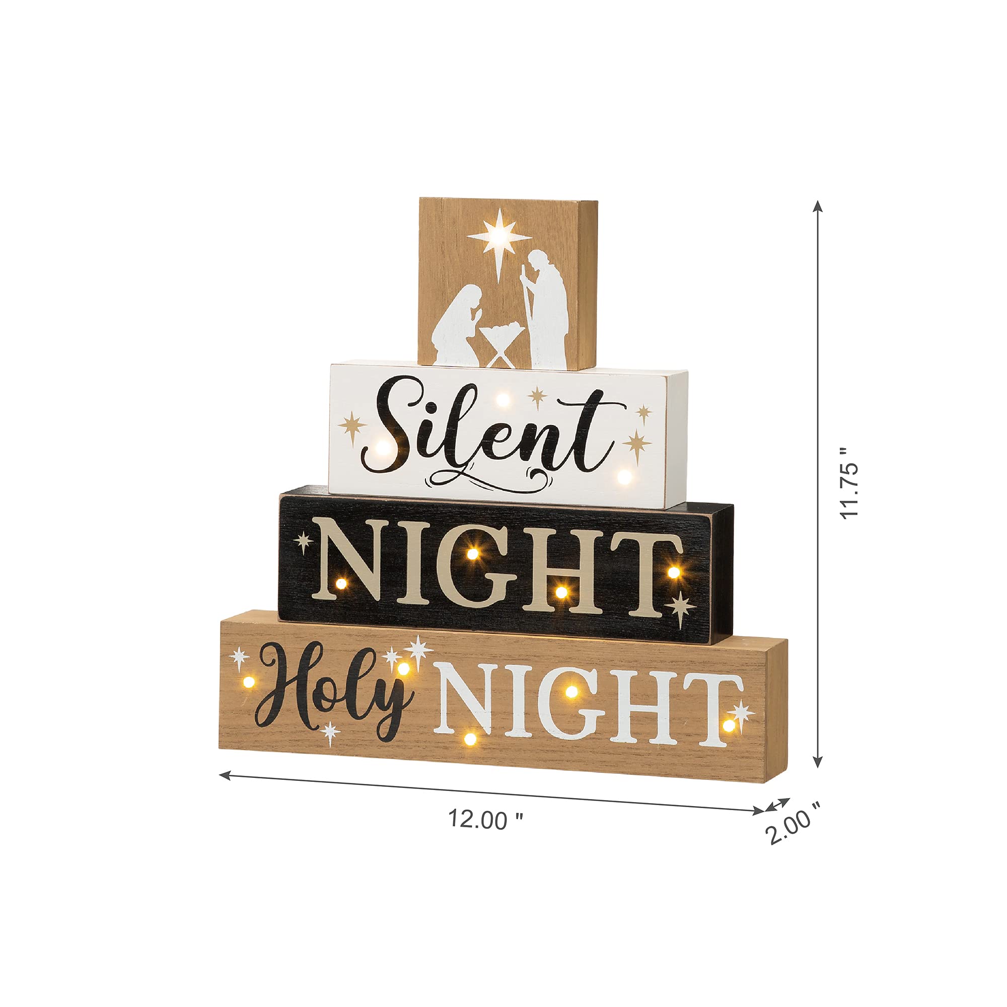 Foto 4 pulgar | Letreros de Madera Glitzhome para Decoración de Mesa Navideña Silent Night - Venta Internacional