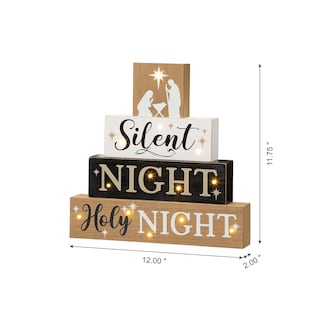 Foto 3 | Letreros de Madera Glitzhome para Decoración de Mesa Navideña Silent Night - Venta Internacional