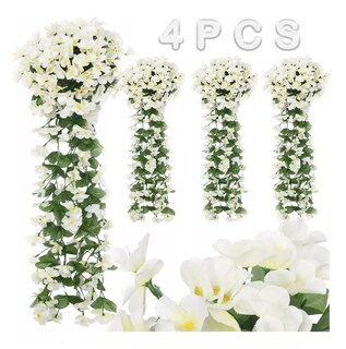Foto 3 | Flores Artificiales Violeta Decoración Fiesta Bod 4 Pcs Blanco/verde