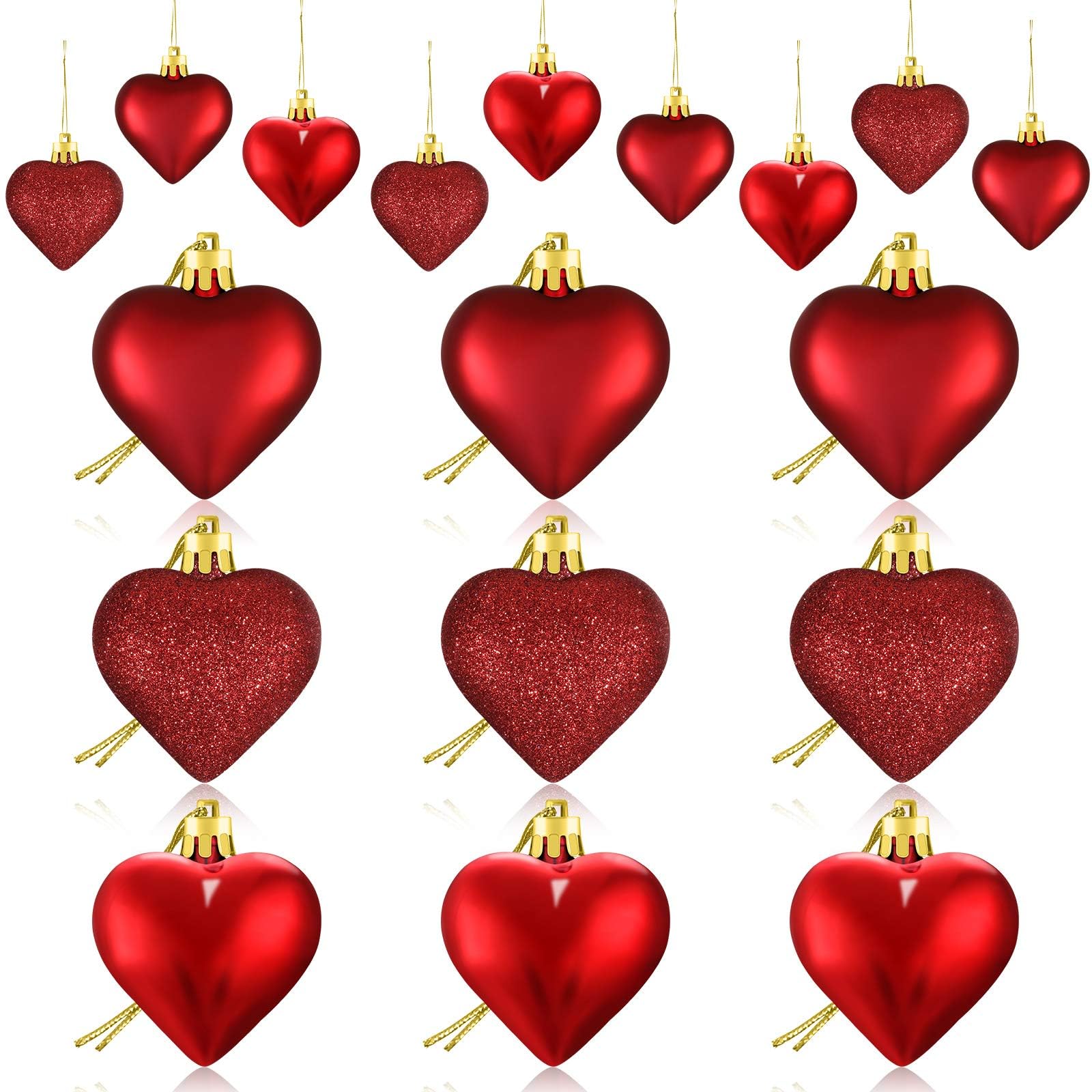 Foto 5 | Adornos Skylety Heart, 30 Unidades, 2 Tamaños, Rojos, Para Navidad - Venta Internacional.