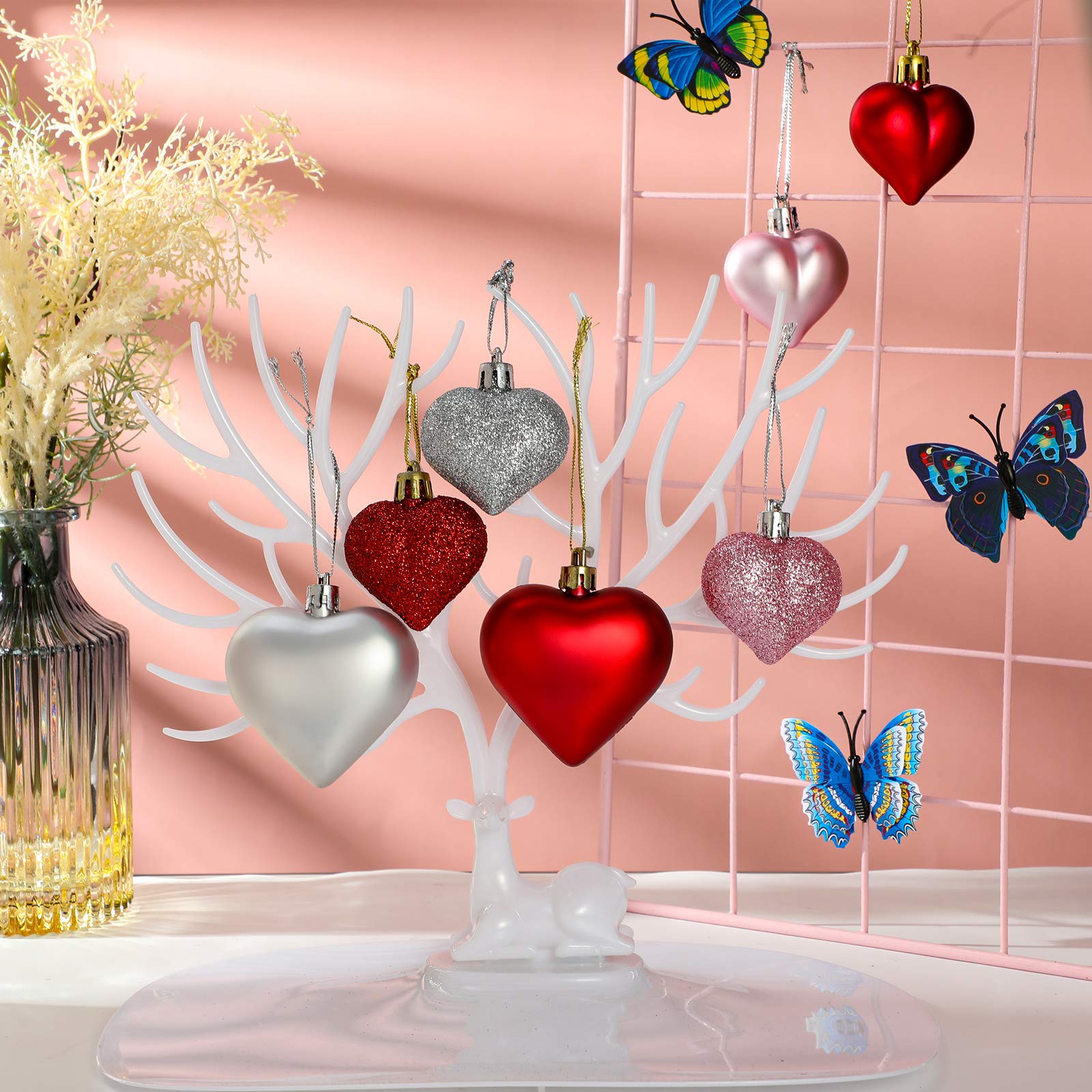 Foto 7 | Adornos Skylety Heart, 30 Unidades, 2 Tamaños, Rojos, Para Navidad - Venta Internacional.