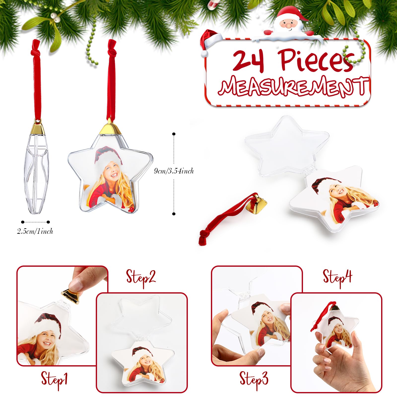 Foto 4 pulgar | Bola Skylety Para Adorno Navideño Con Fotografía, 24 Unidades, De Plástico Transparente - Venta Internacional.