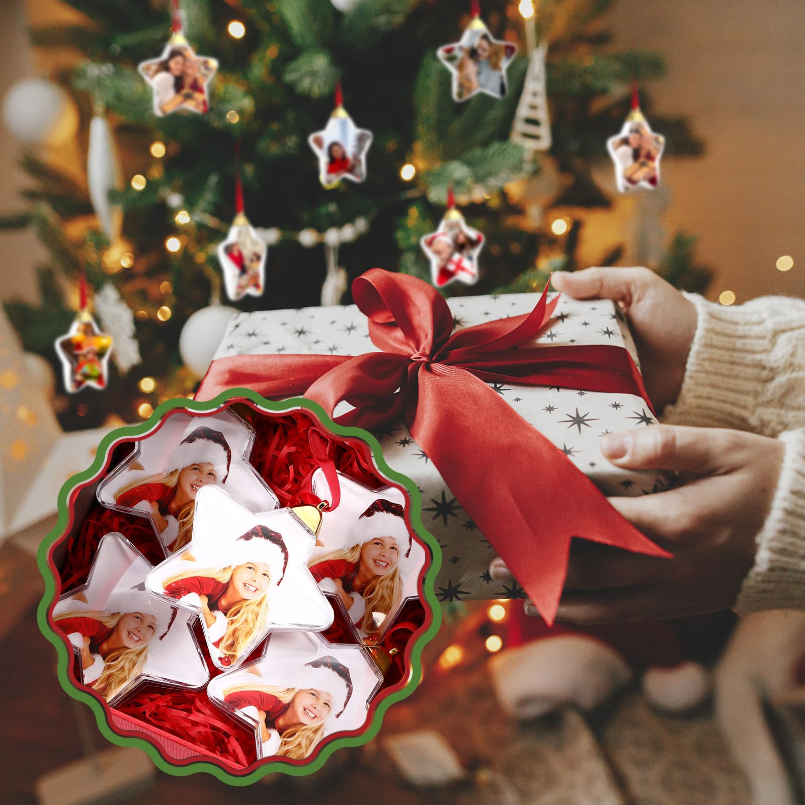 Foto 7 | Bola Skylety Para Adorno Navideño Con Fotografía, 24 Unidades, De Plástico Transparente - Venta Internacional.