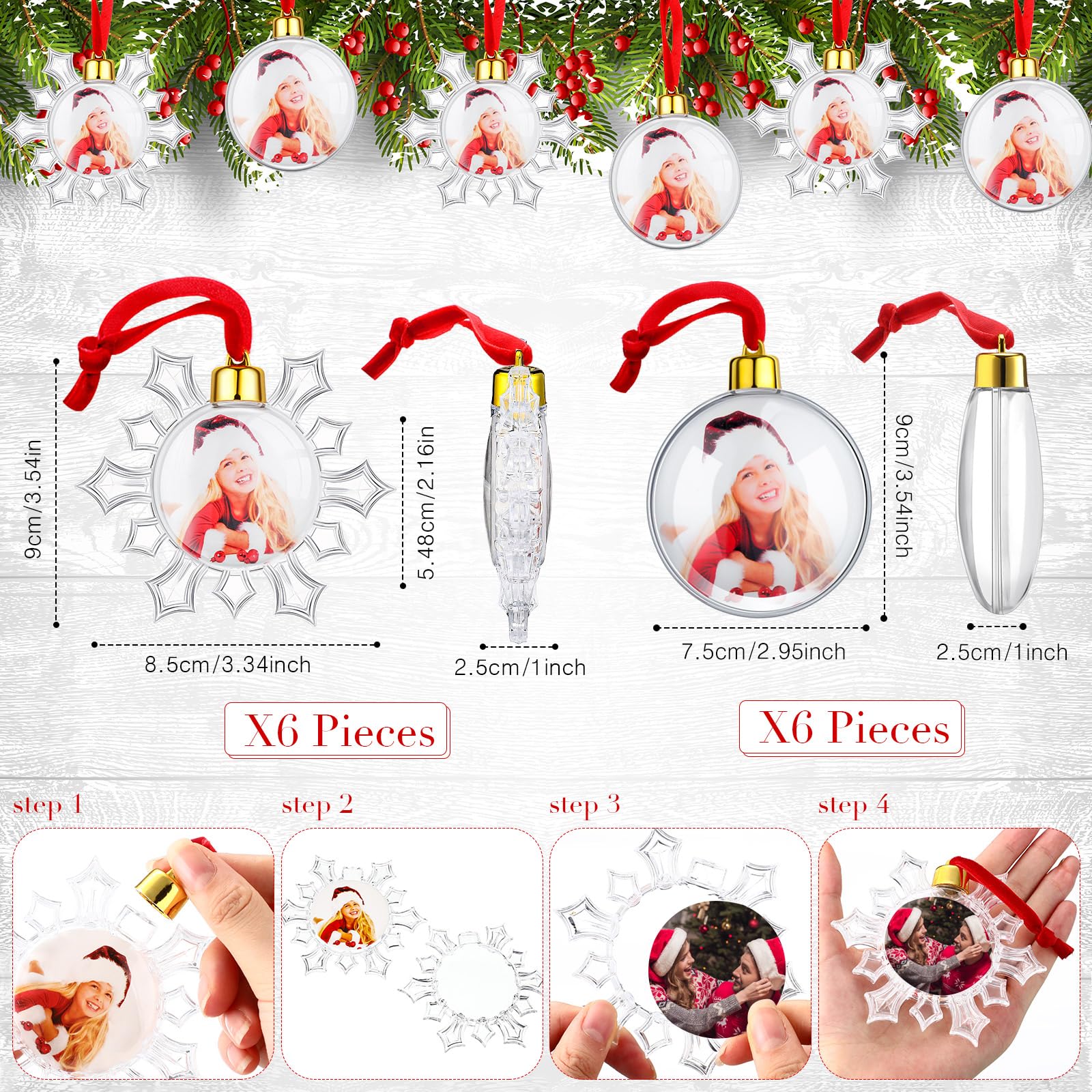 Foto 4 pulgar | Bola Skylety Para Adorno Fotográfico Navideño, 12 Unidades, Plástico Transparente - Venta Internacional.