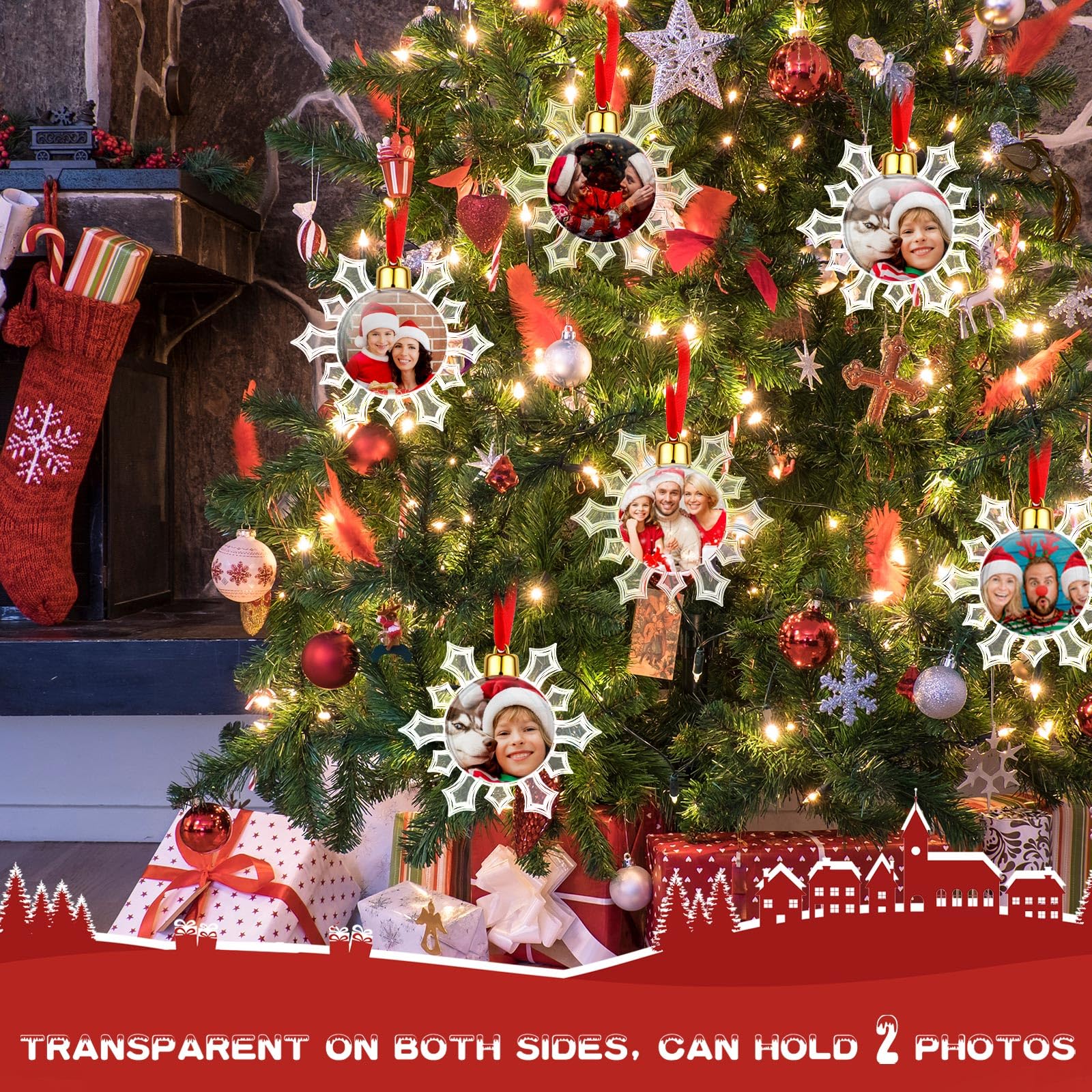 Foto 5 pulgar | Bola Skylety Para Adorno Navideño Con Fotografía, 24 Unidades, De Plástico Transparente - Venta Internacional.