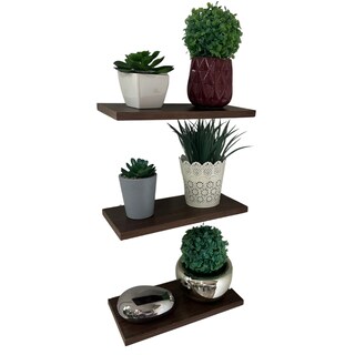 Foto 1 | Juego de 3 Repisas Flotantes de Madera 30 x 15 cm Nogal Soportan 10 Kg
