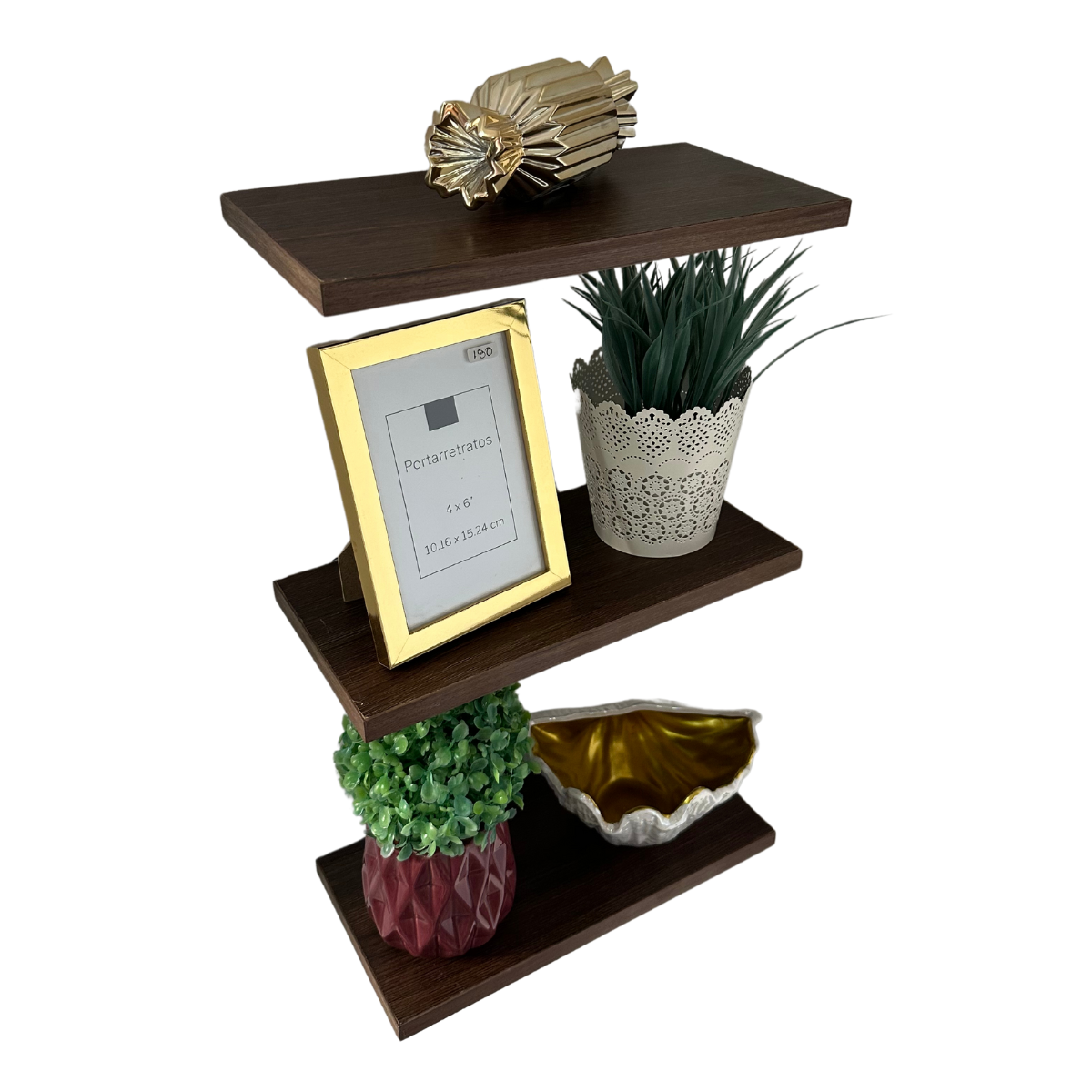 Foto 5 pulgar | Juego de 3 Repisas Flotantes de Madera 30 x 15 cm Nogal Soportan 10 Kg