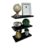 Juego de 3 Repisas Flotantes de Madera 30 x 15 cm Negro Estantes Funcionales Soportan 10 Kg