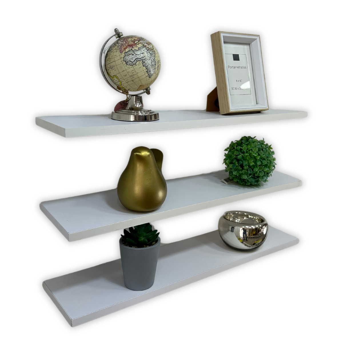 Juego de 3 Repisas Flotantes de Madera 60 x 15 cm Blanco Estantes Funcionales Soportan 20kg