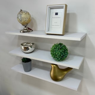 Foto 2 | Juego de 3 Repisas Flotantes de Madera 60 x 15 cm Blanco Estantes Funcionales Soportan 20kg